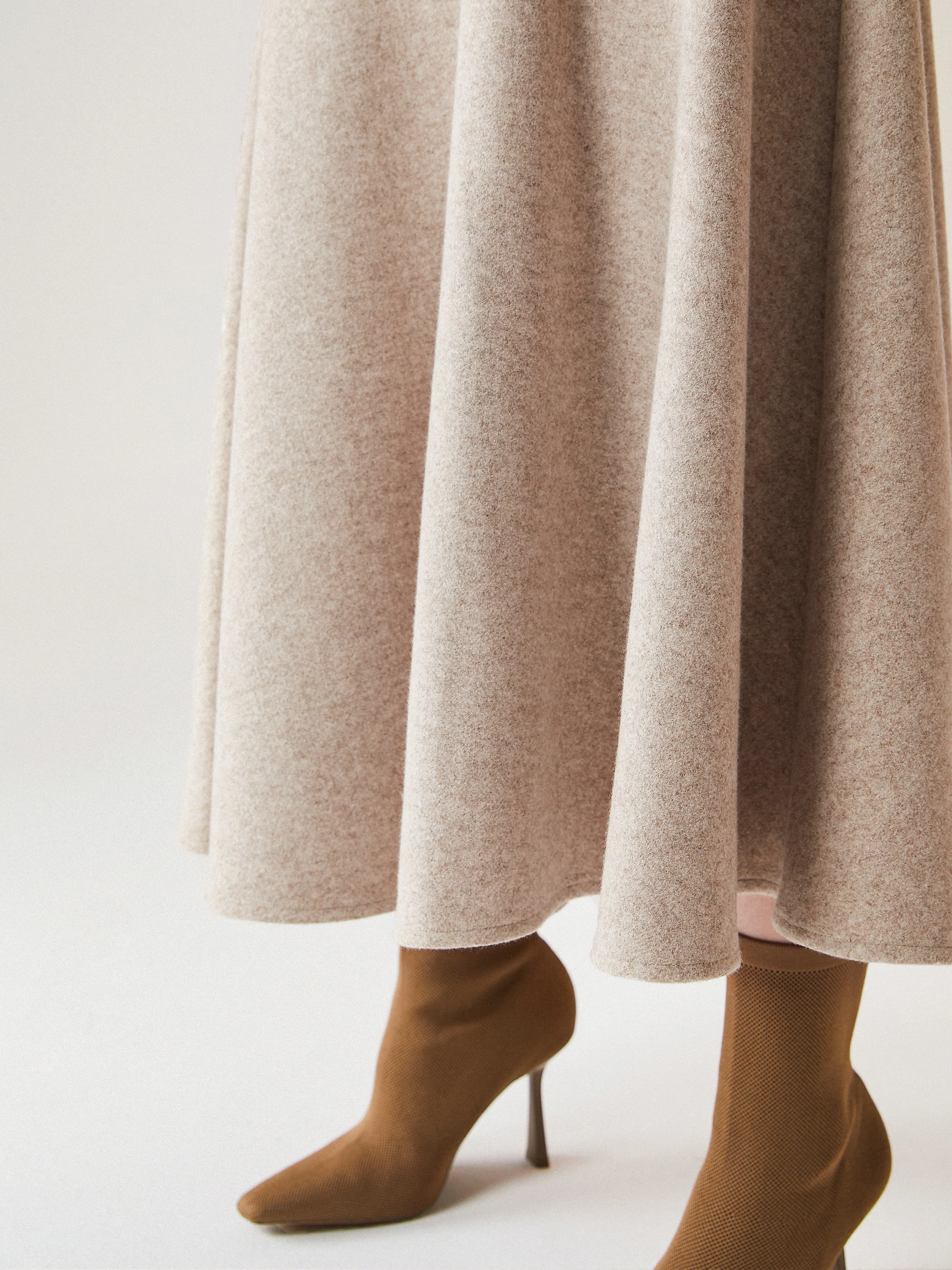 Wool-like Flared Long Skirt