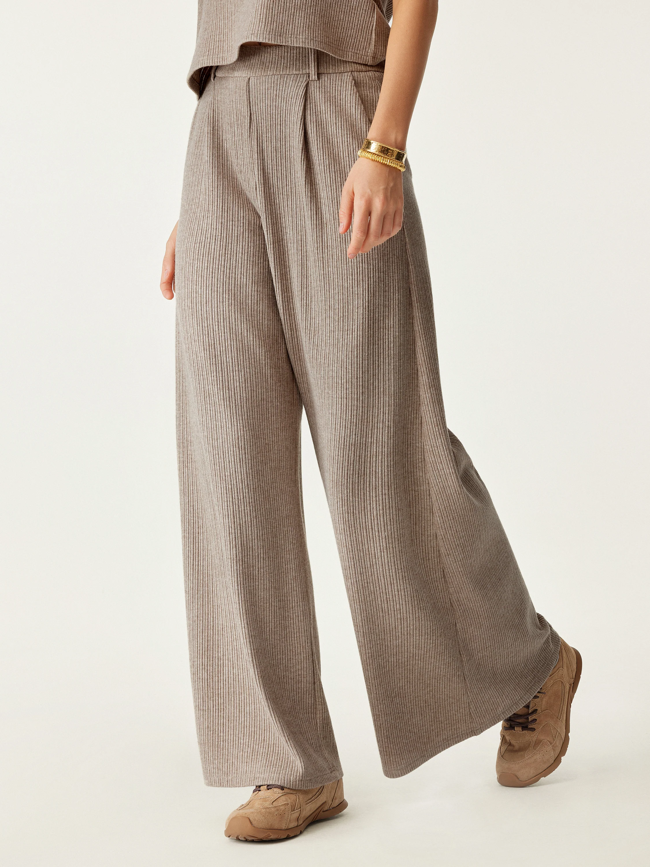 High-Waisted Pleated Wide-Leg Pants