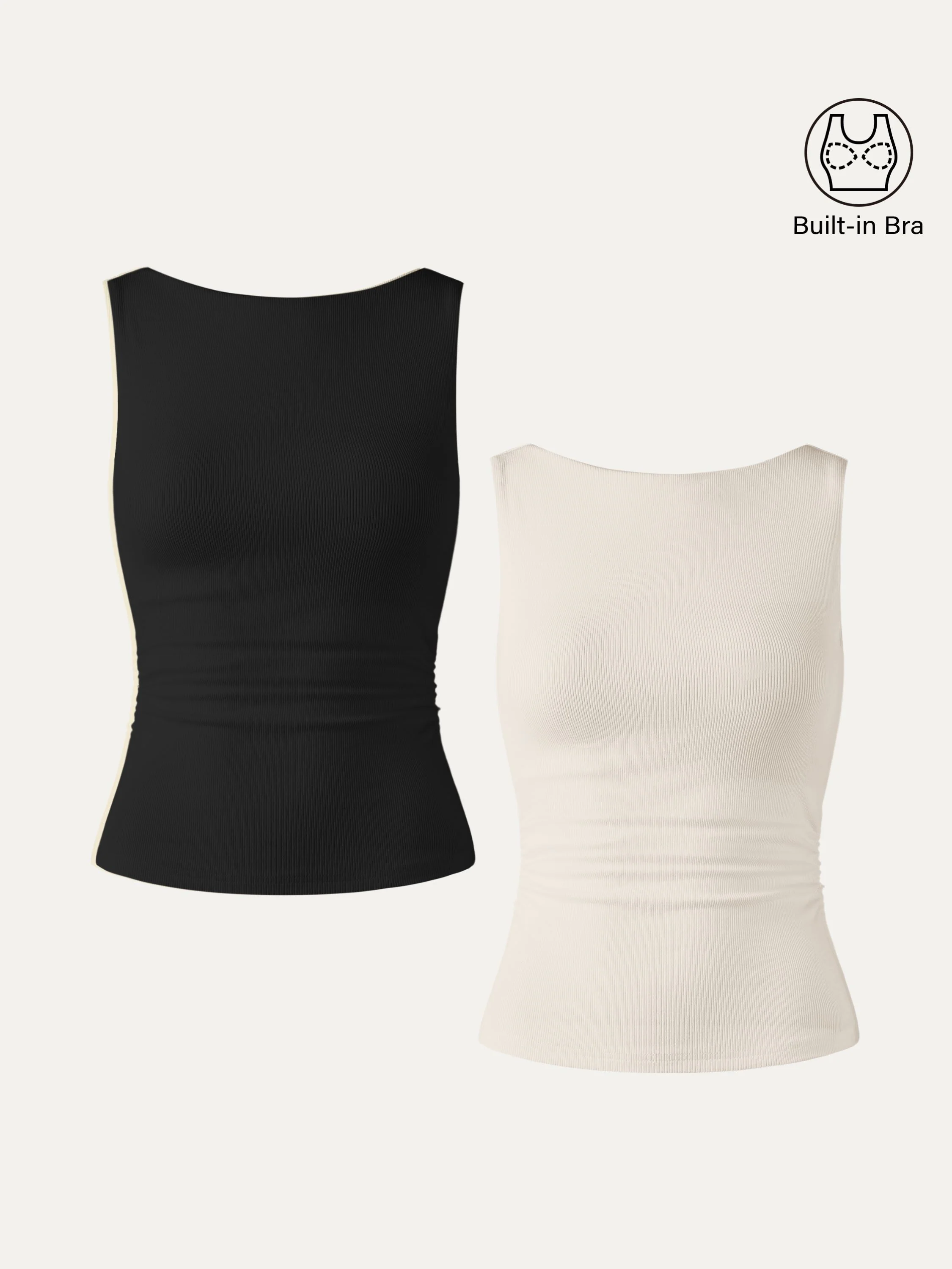 2-Piece Set Elastic Open-Back Bra Tank