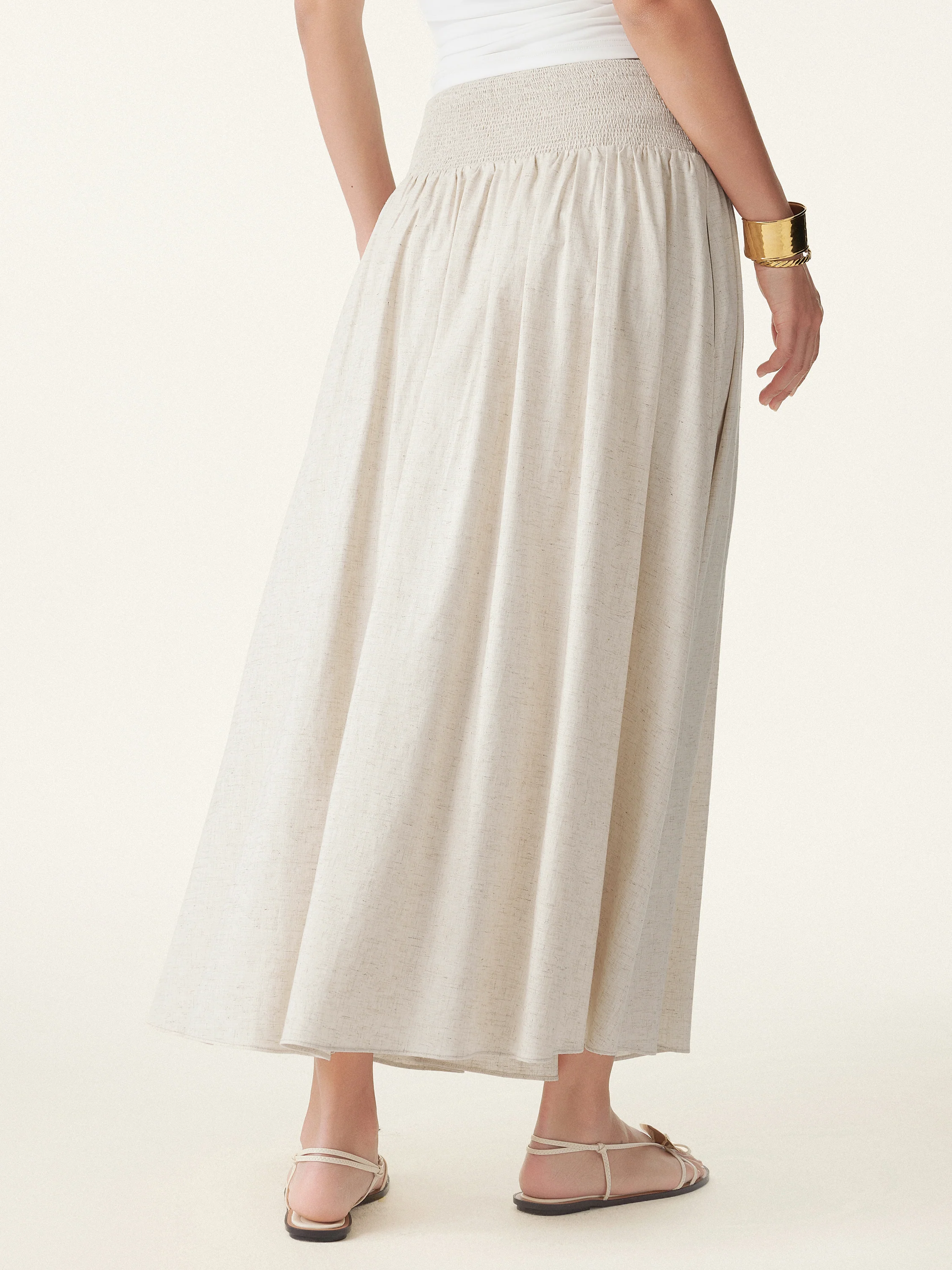 2Pcs Set One Shoulder Twisted Brami Tank & Smocked Waist Skirt with Pockets