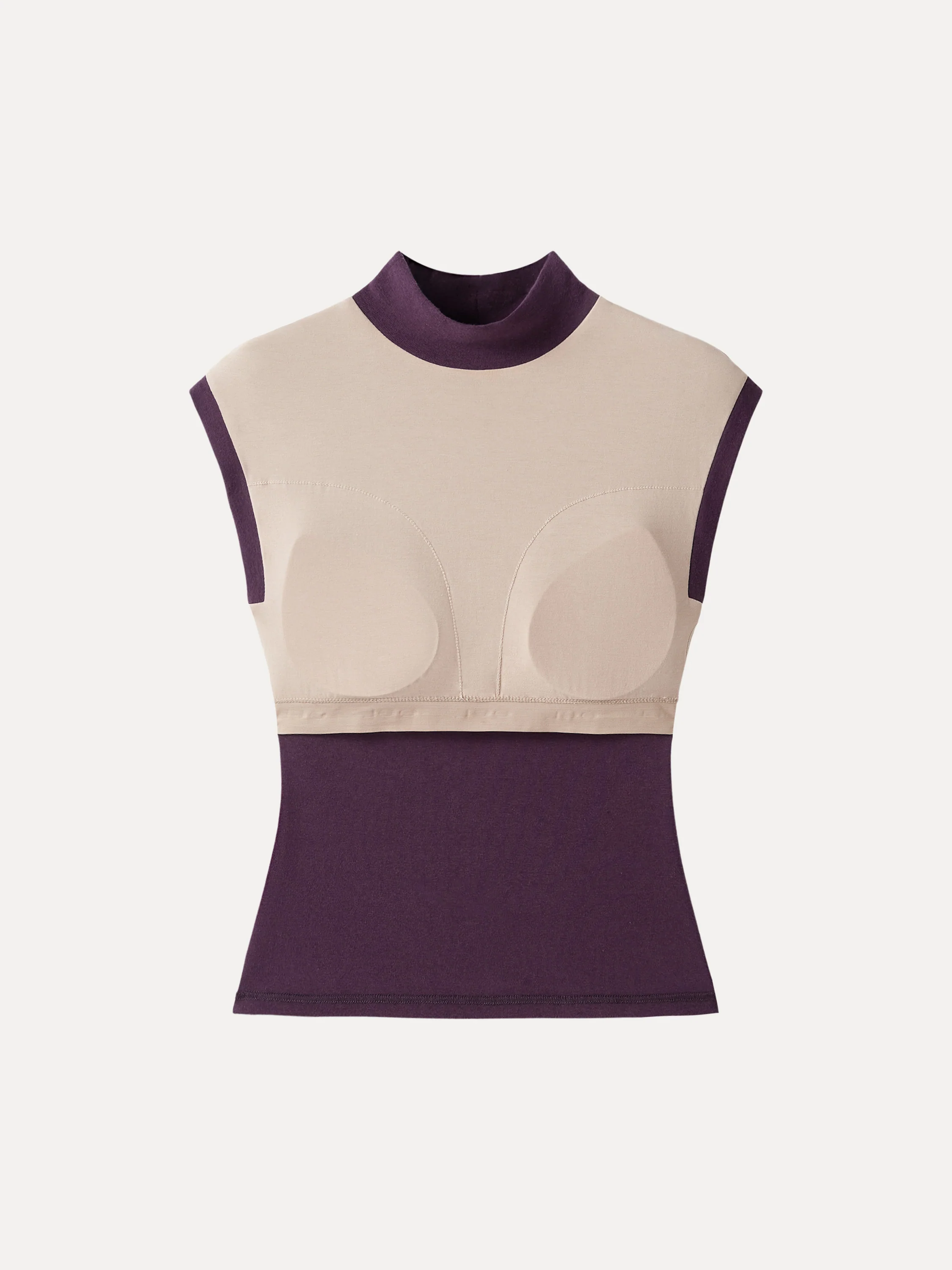 Stretch Cotton Mock Neck Cap Sleeve Brami Top