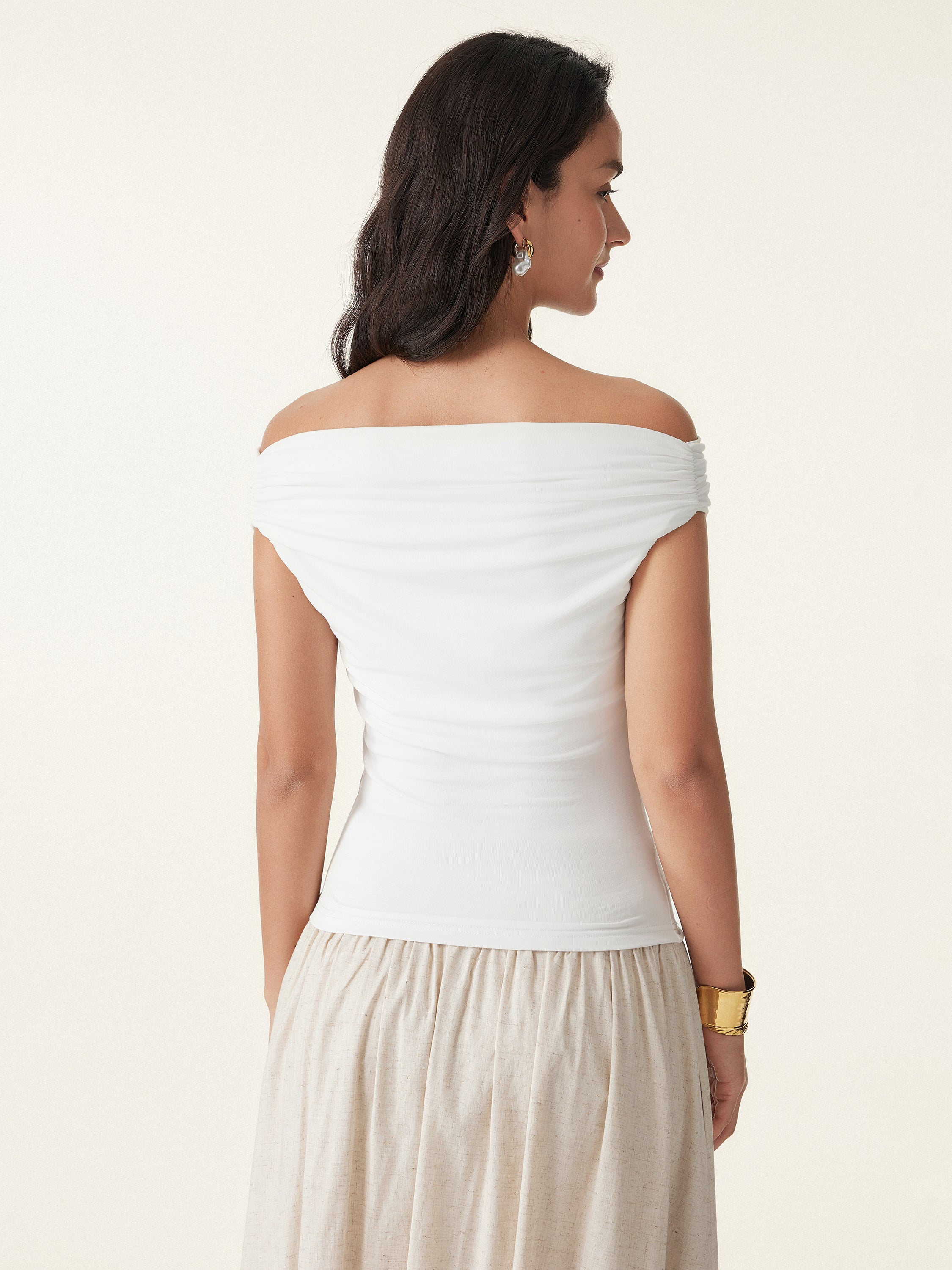 Ruched Off-shoulder New Airy Brami Top