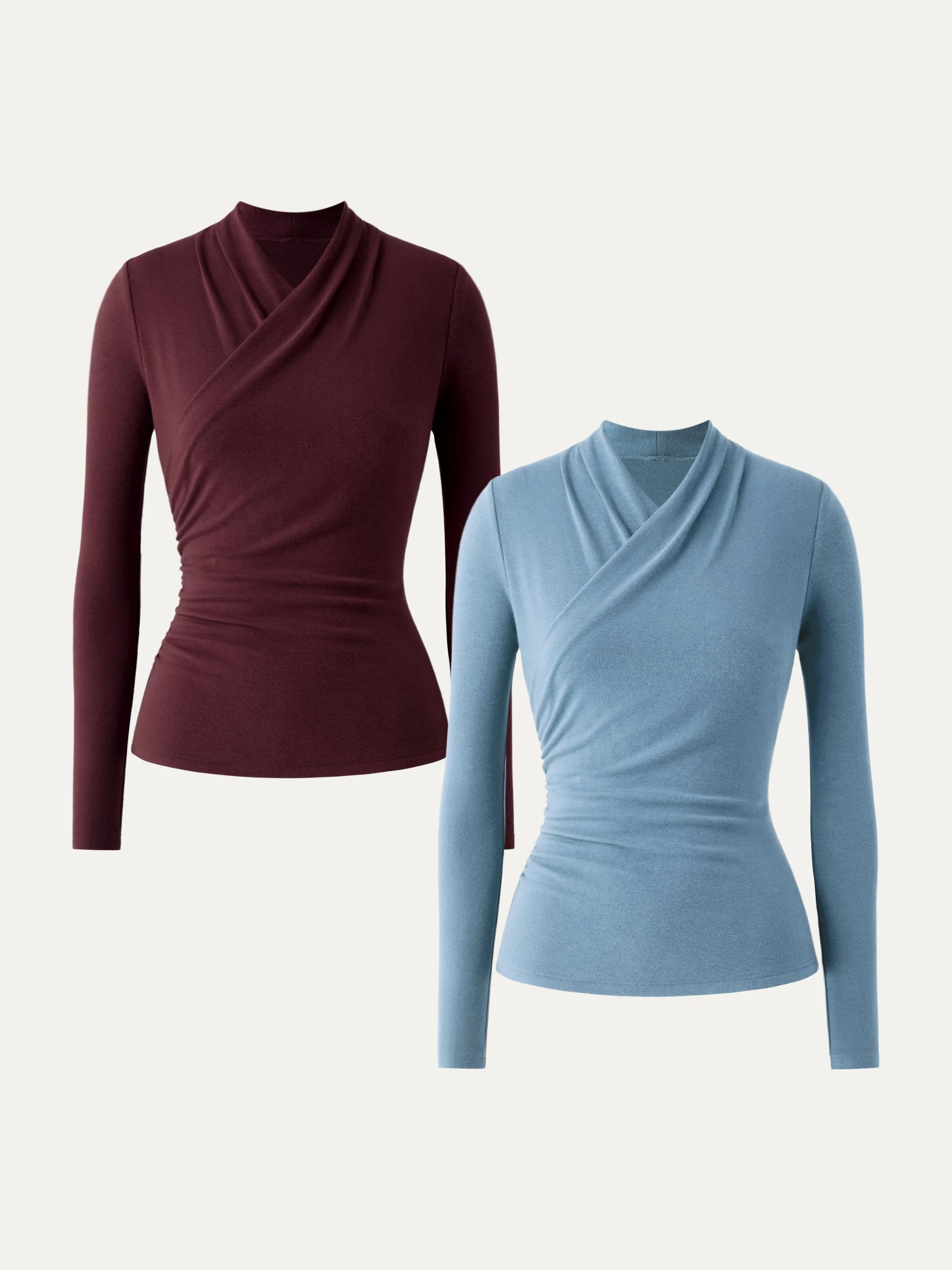 2-Piece Set Wrap Long-Sleeve Top