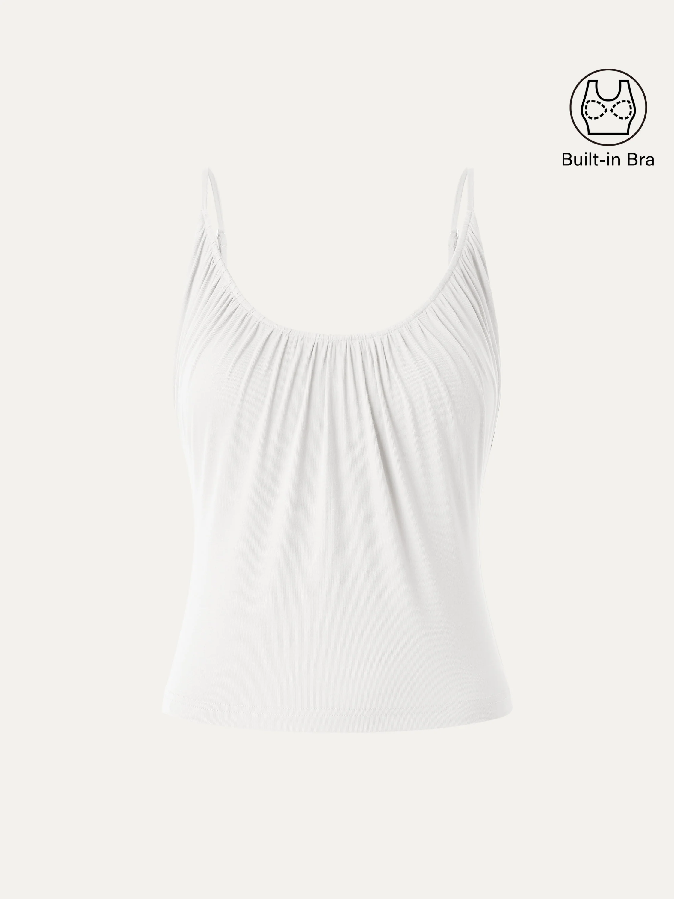 Scoop Neck Gathered Spaghetti Brami Top