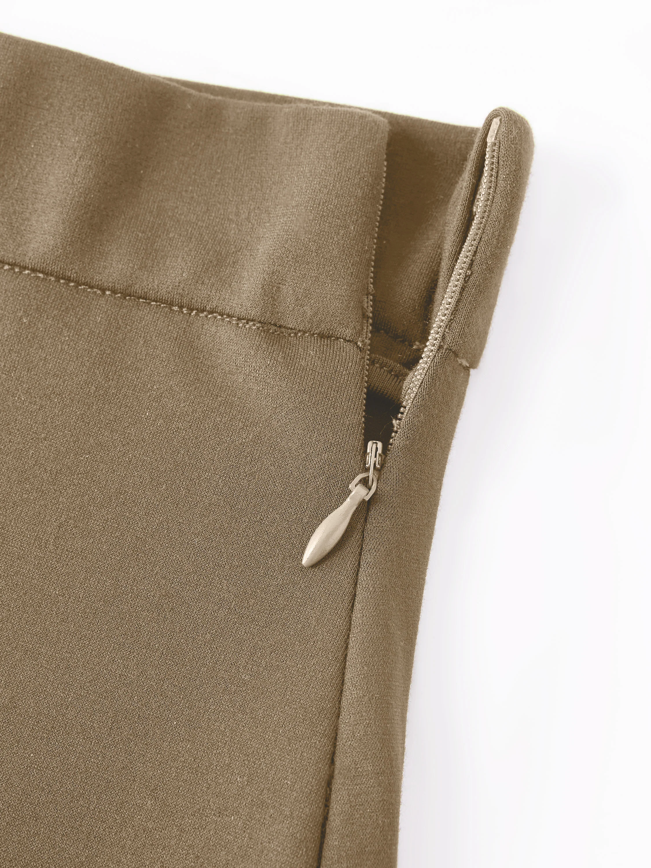 Stretch Ponte Pleated A-line Midi Fitted Skirt