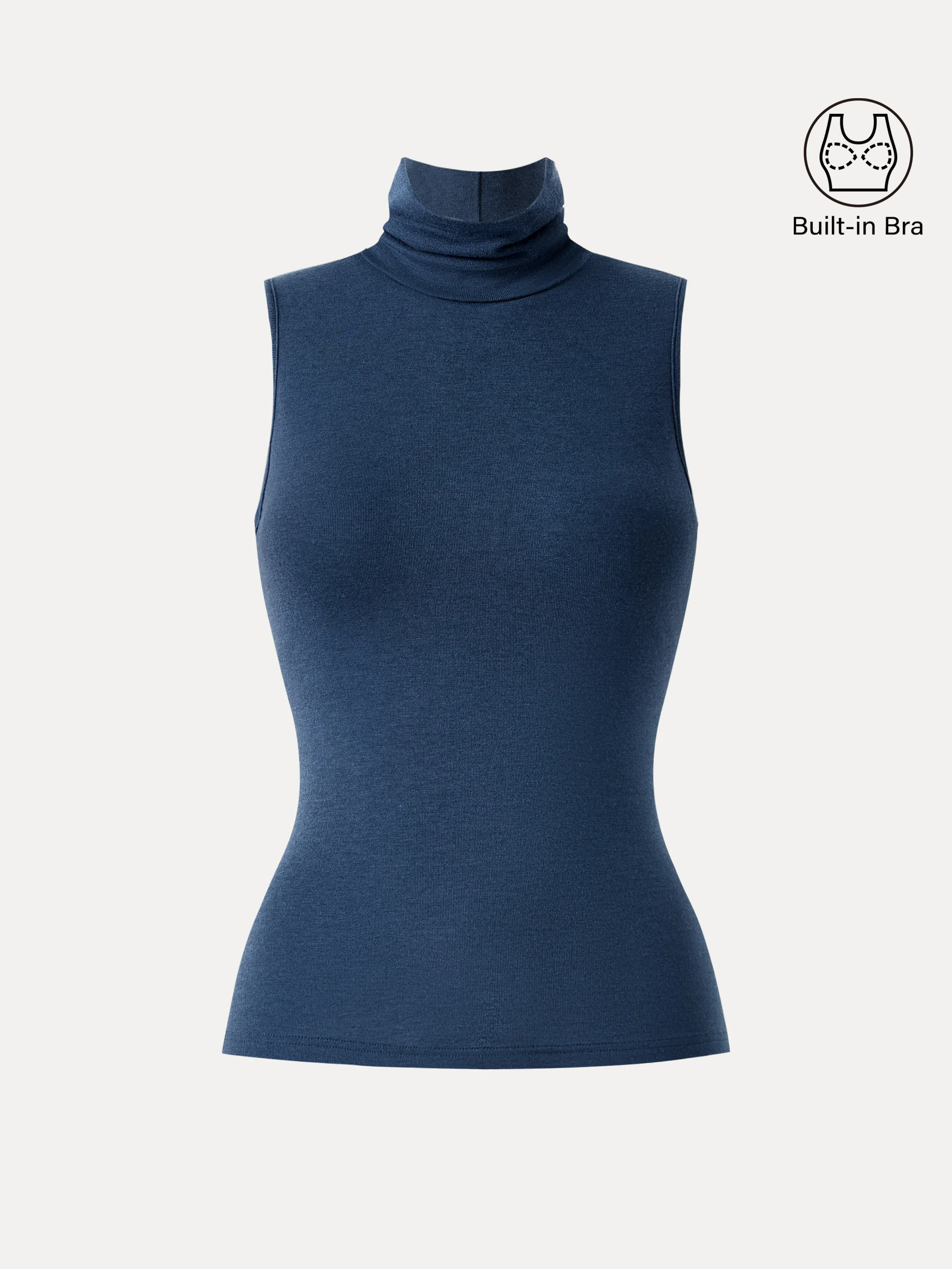 Lyocell Cashmere Sleeveless High - Neck Crop Top