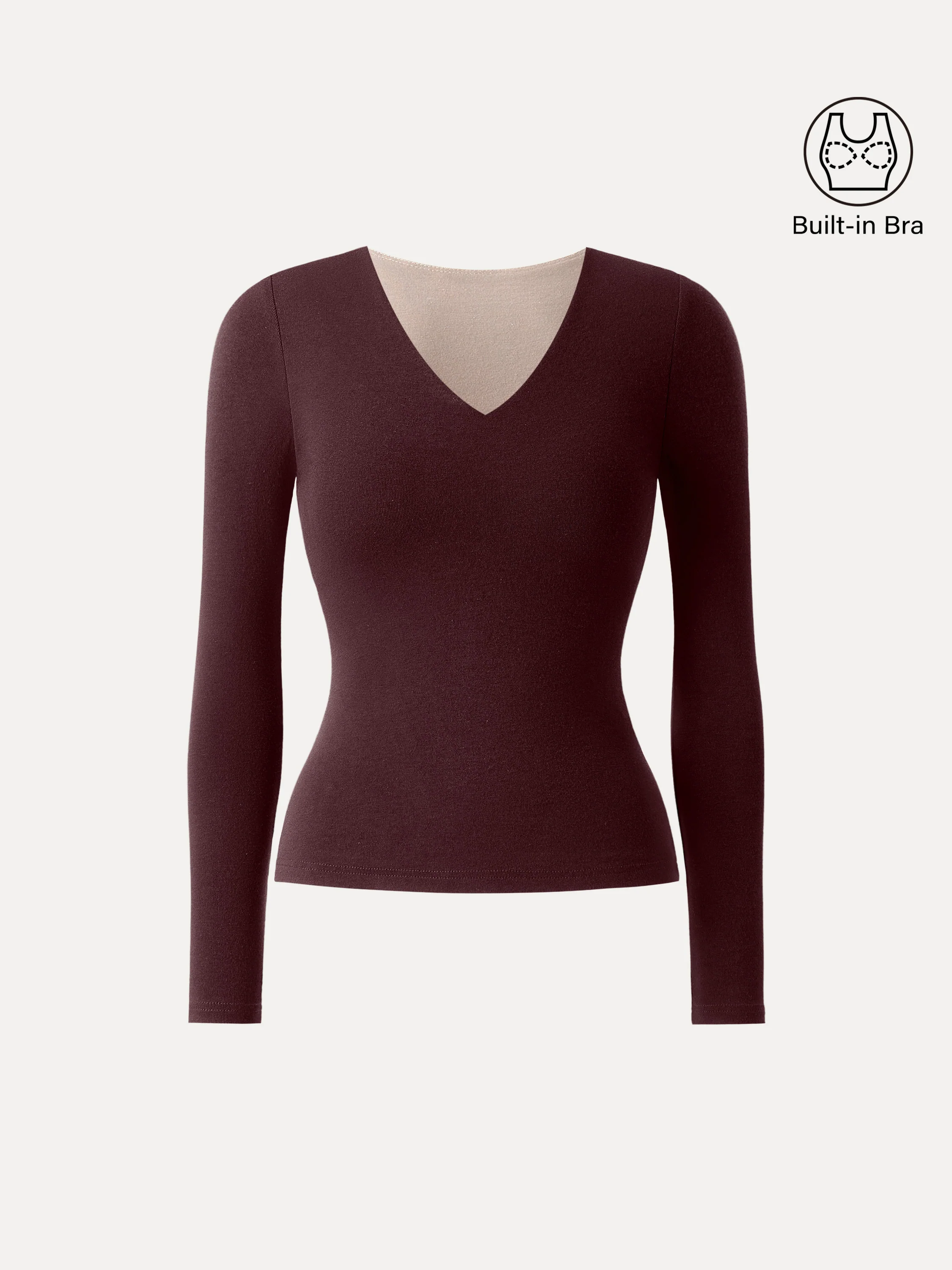 Stretchable Cotton V-Neck Long-Sleeve Brami Top