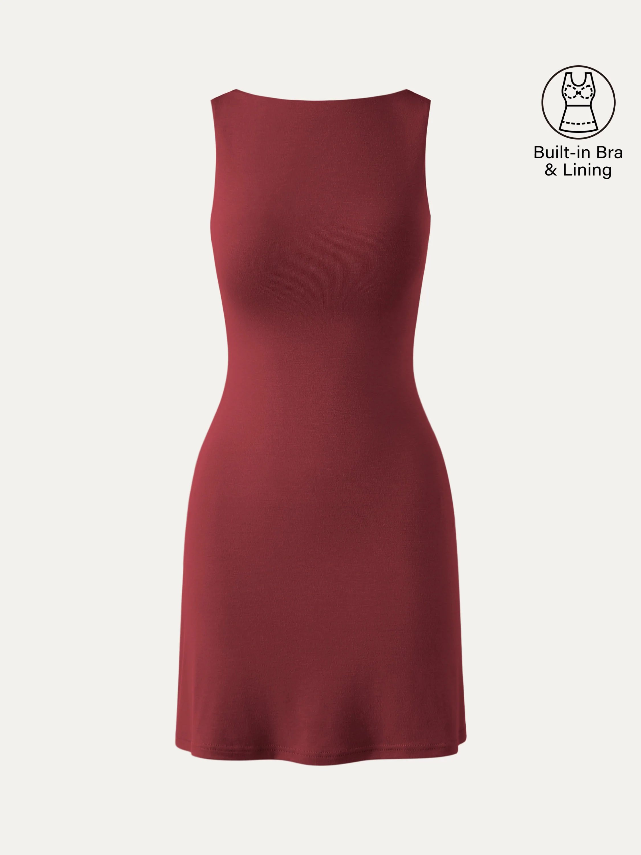 Cooling Open-Back Bandless Mini Dress with Bra Feature