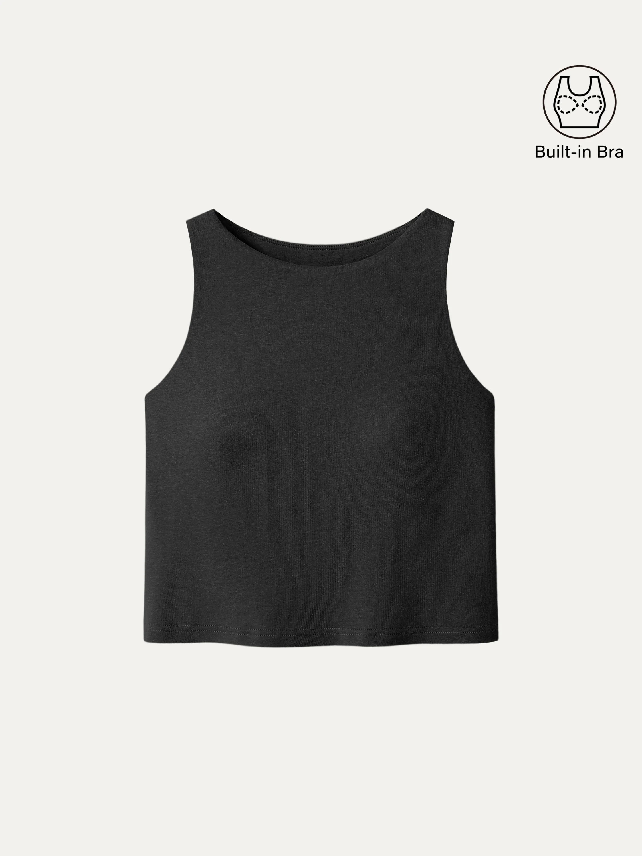 Cotton-Linen-Luxe Cropped Boatneck Brami Tank