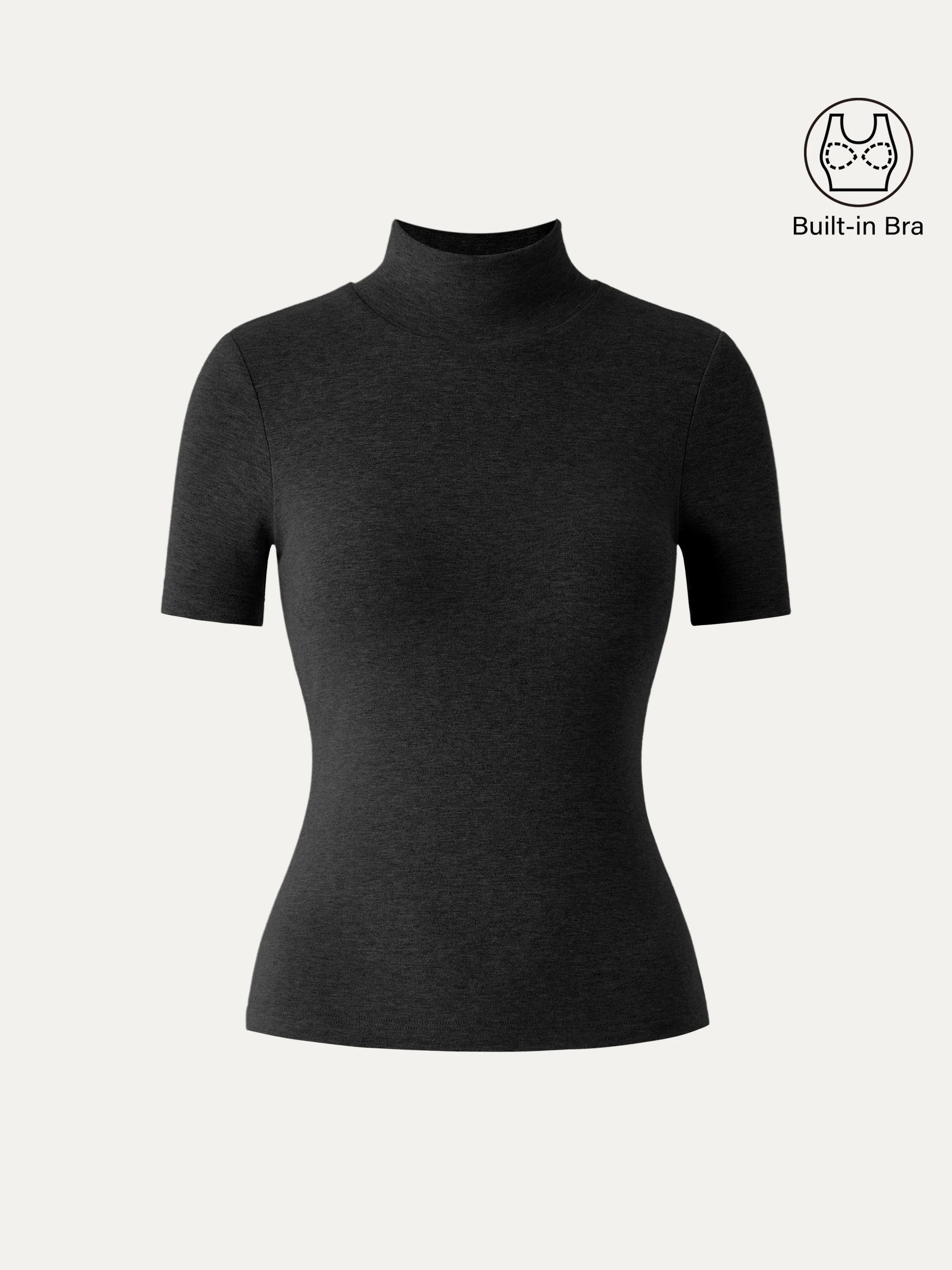 Soft Thermal Mockneck Short Sleeve Brami Top