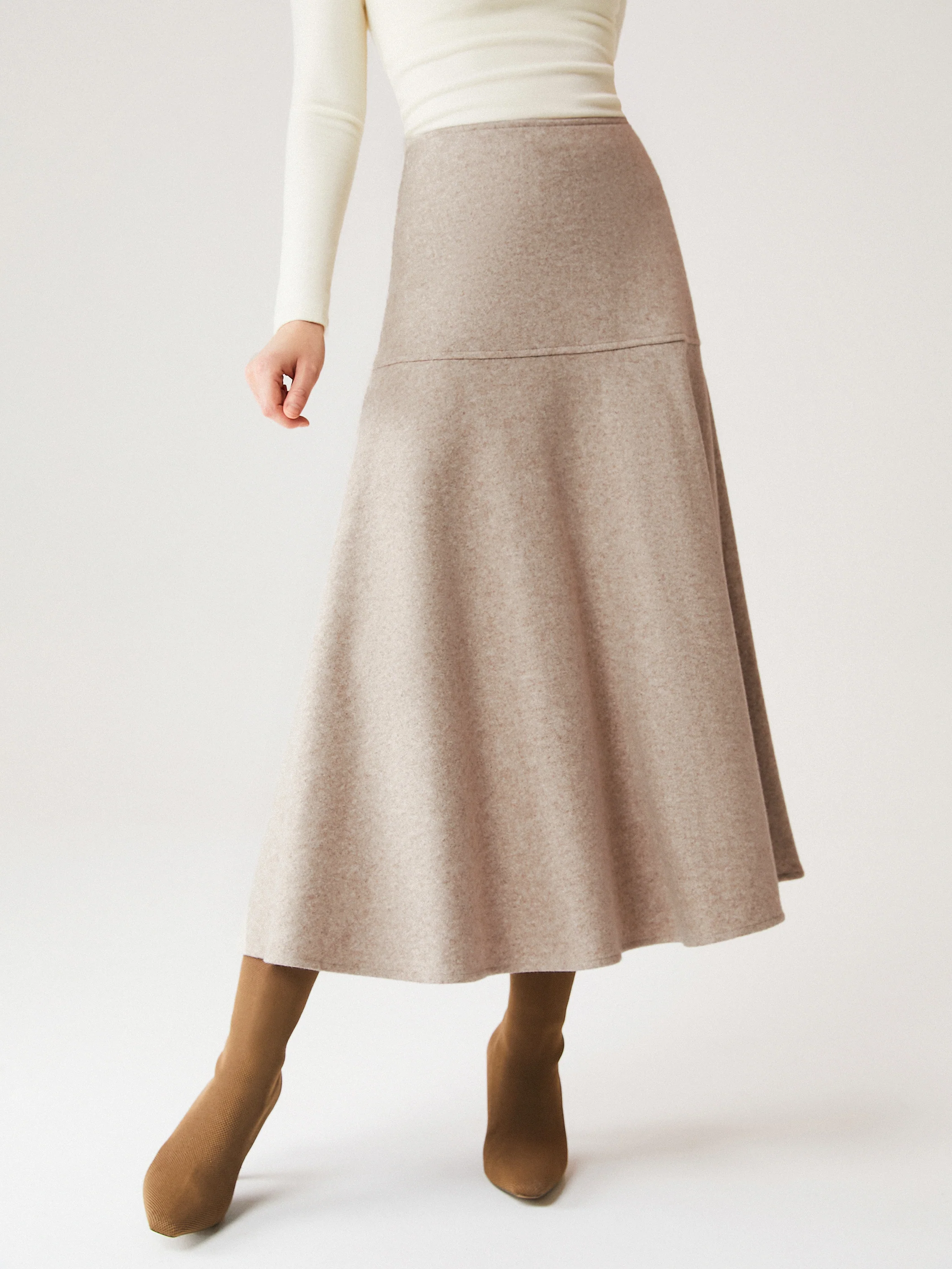 2-Piece Set: Collared Surplice Top and Flared Maxi Skirt