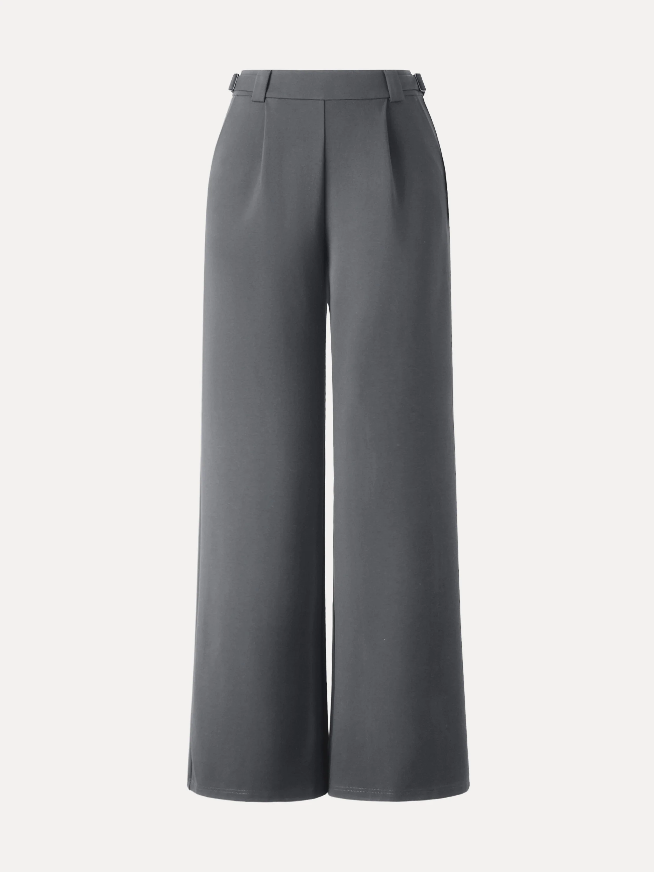 High Rise Pull-on Wide Leg Pants with Adjustable Bar