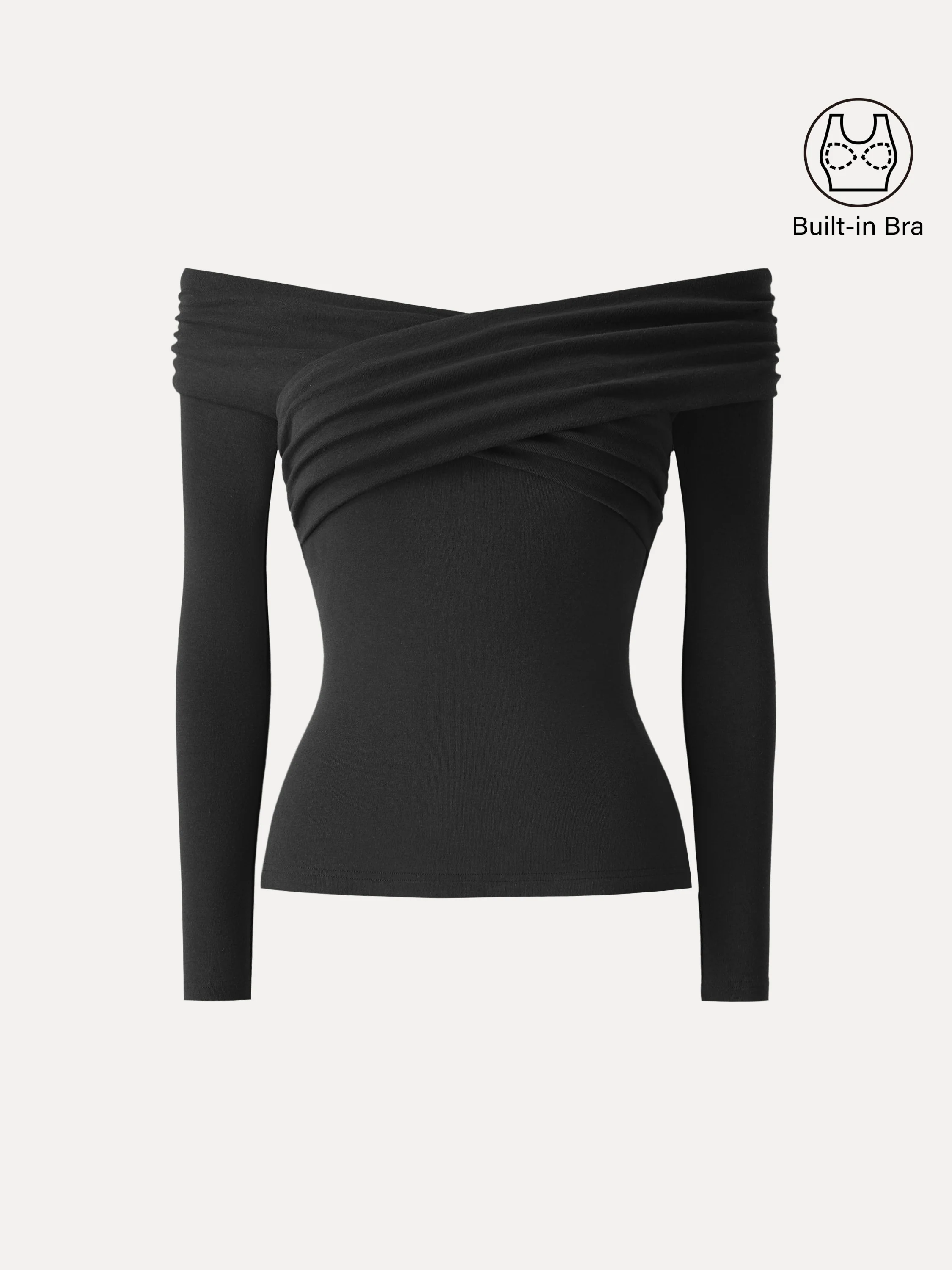 Light Warm Criss-Cross Off-Shoulder Bra Top