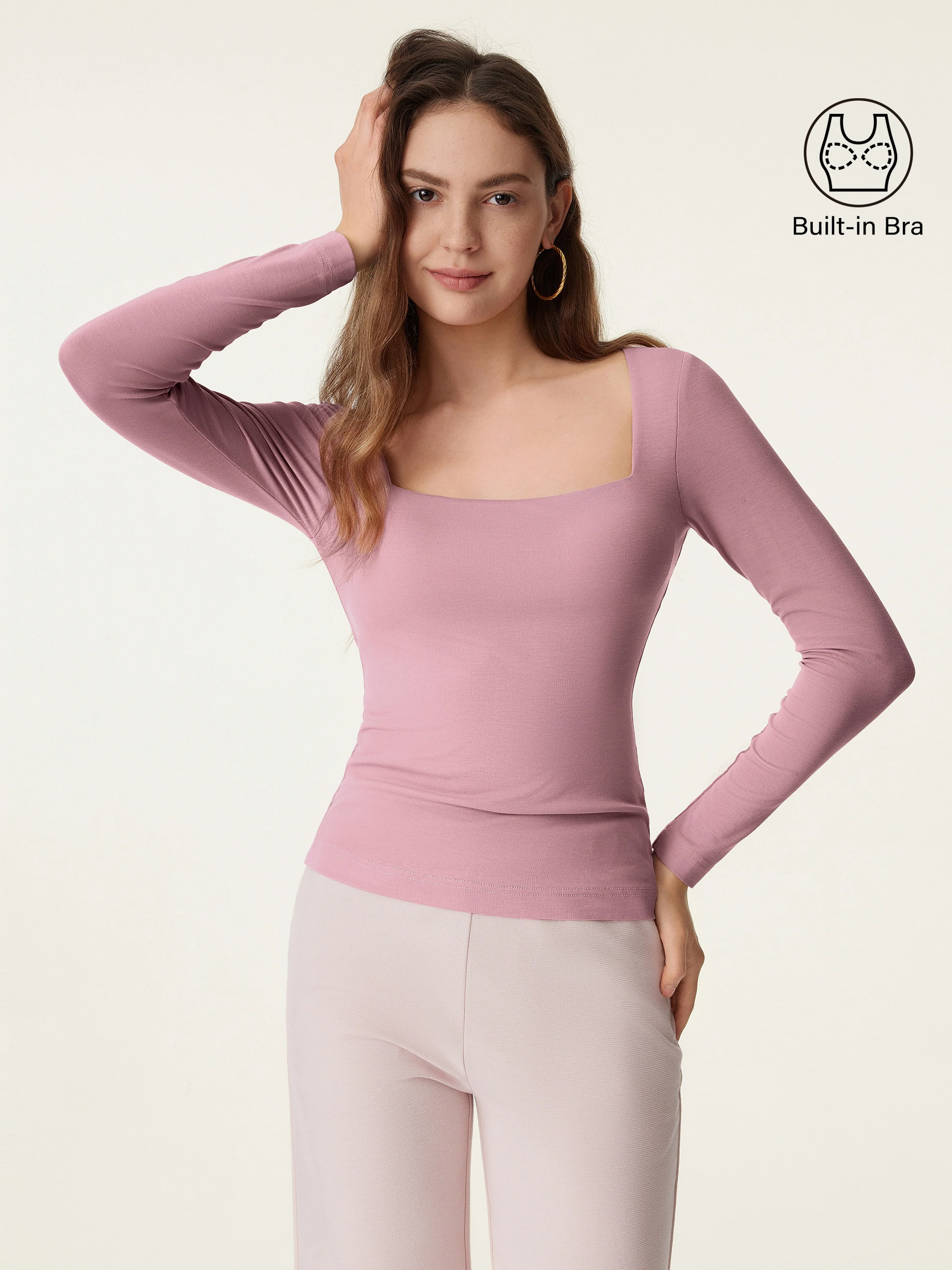 Square Neck Long Sleeve Breathable Brami