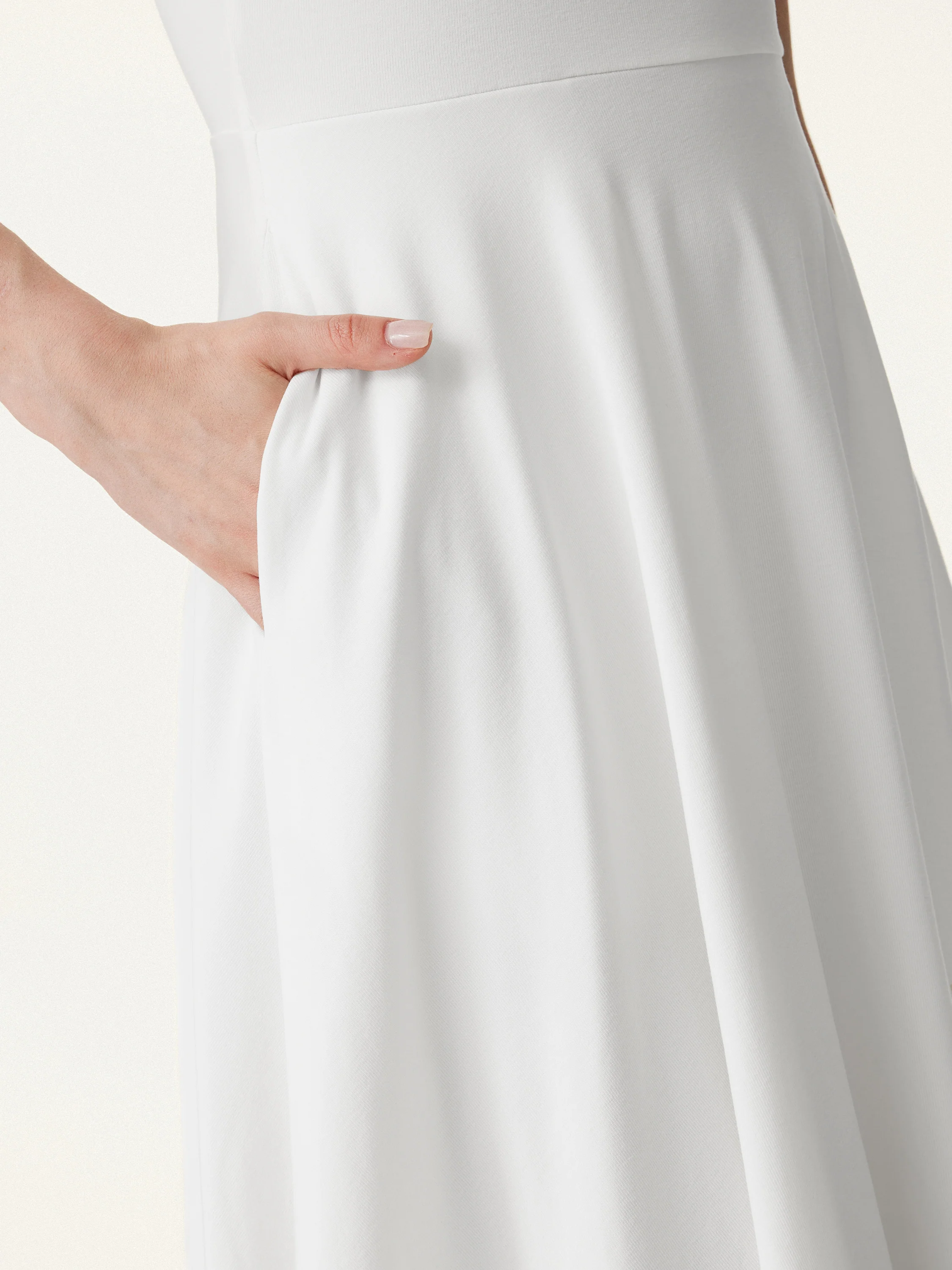 Stretch Cotton Polo Neck Fit-and-flare Midi Brami Dress with Pockets