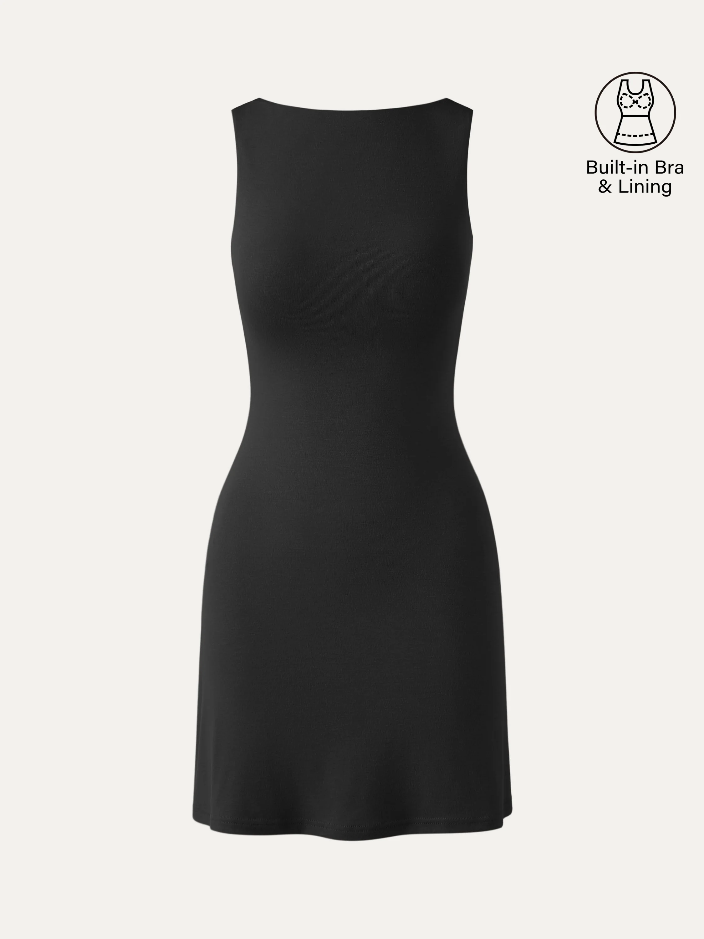 Cooling Open-Back Bandless Mini Dress with Bra Feature