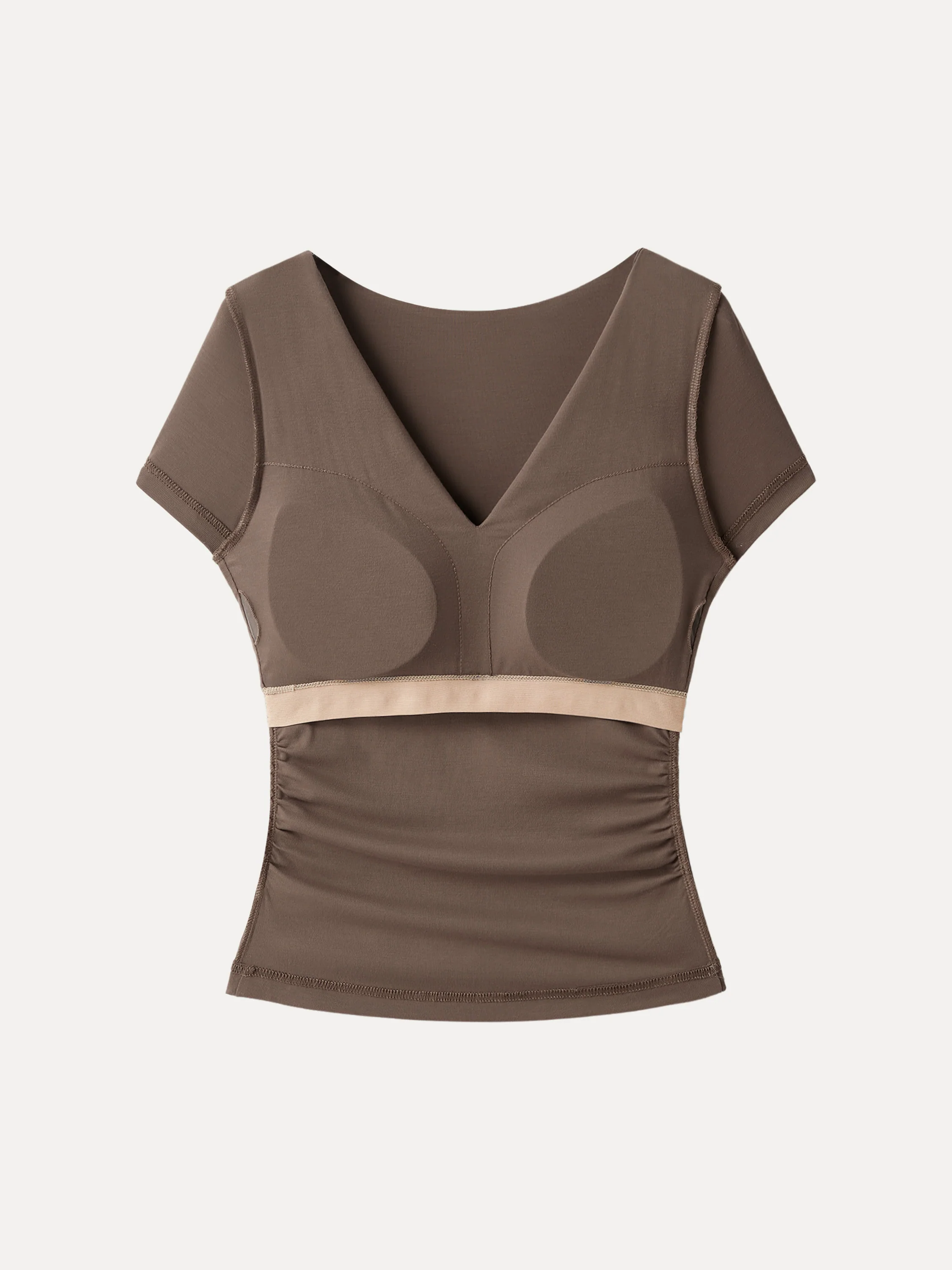 Flapped V-neck Side Ruched New Airy Brami Tee