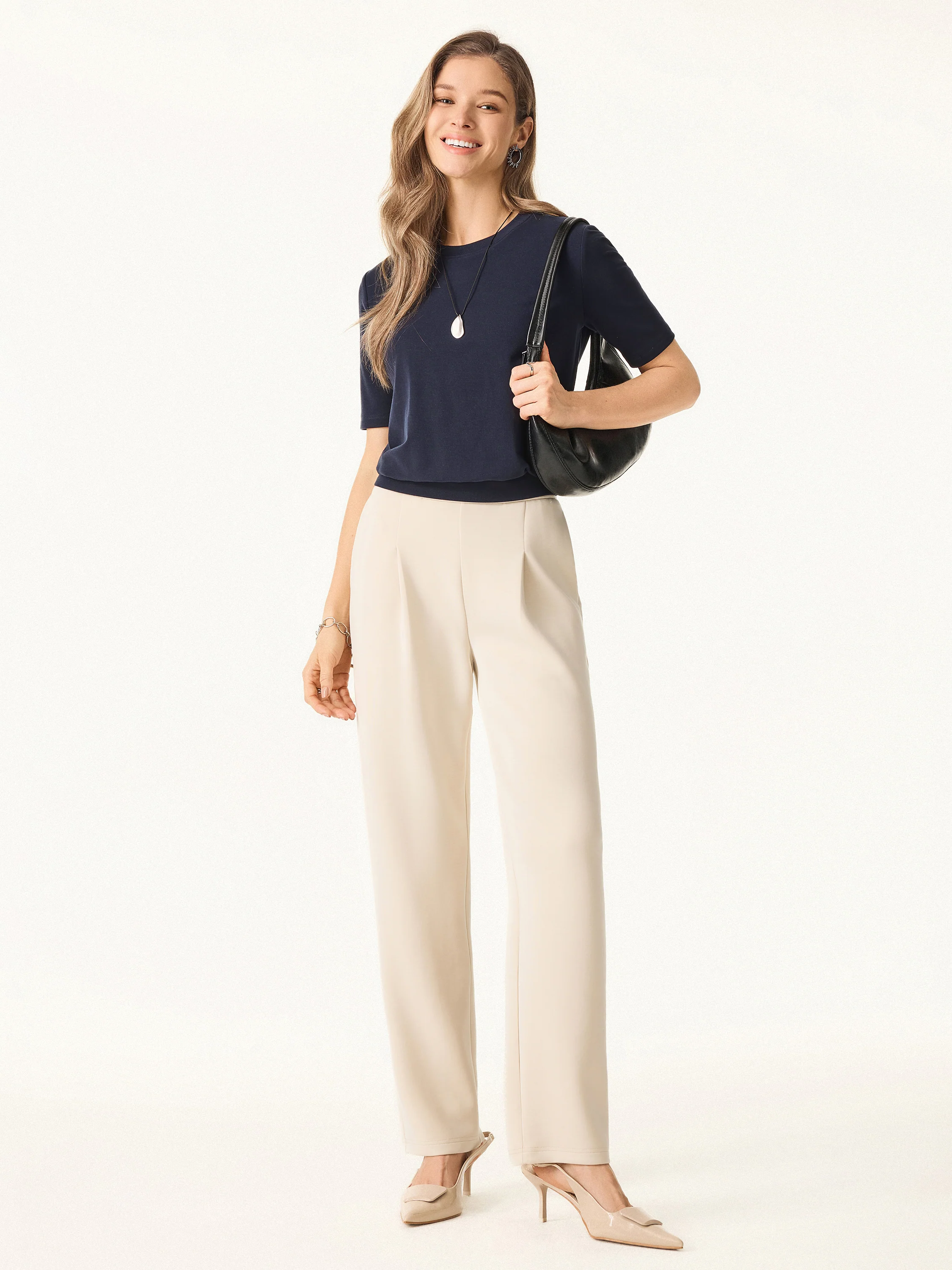 Lyocell Wool Crewneck Bra with Banded Hem