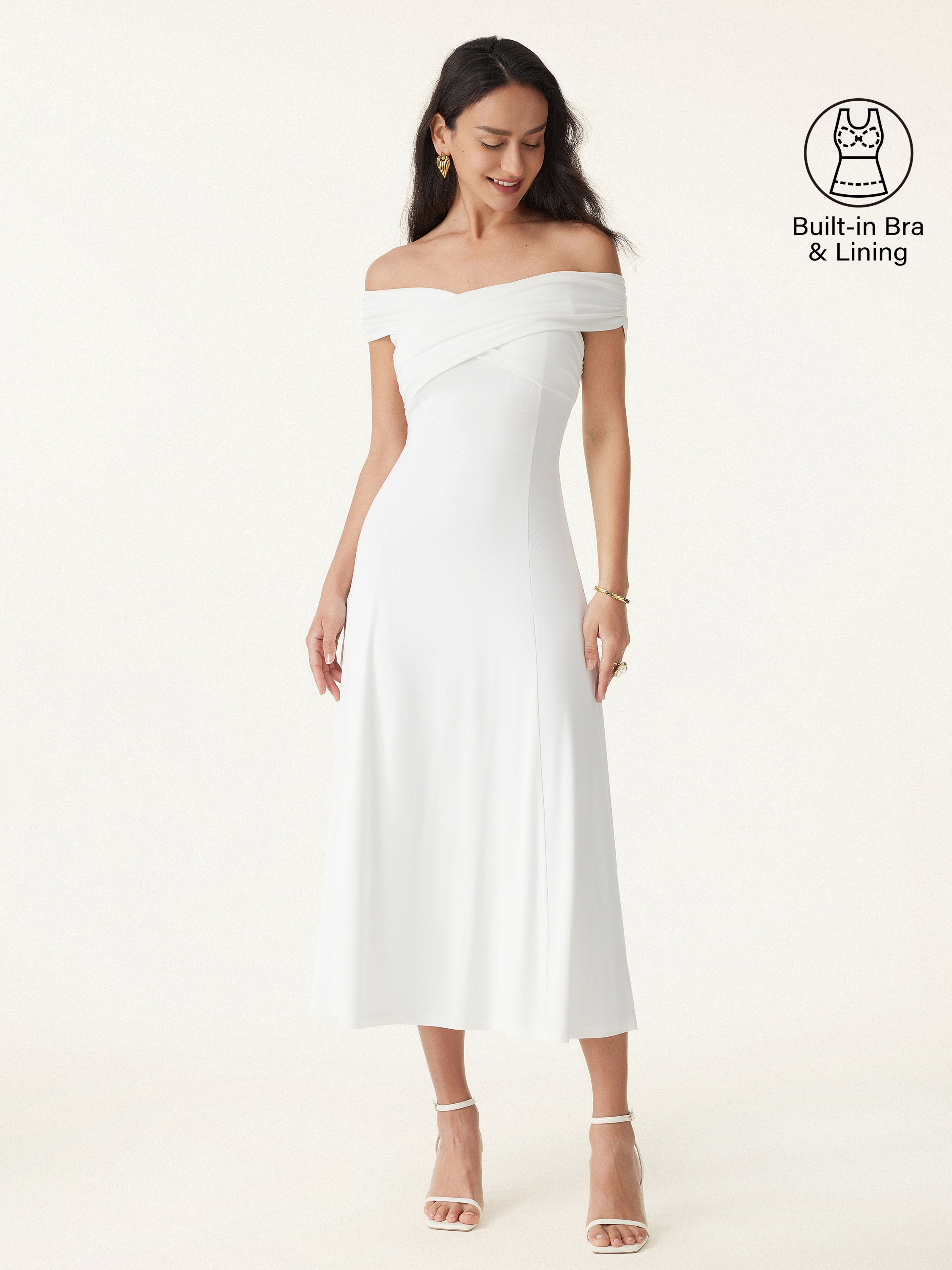 Flowy Criss Cross Off-shoulder Midi Brami Dress