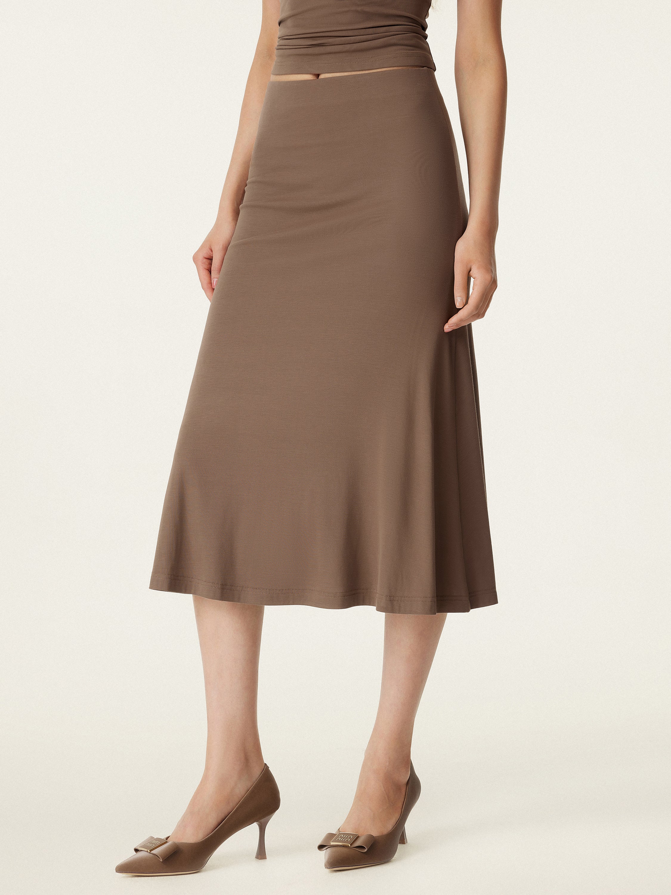 Breezy Slip-on Mermaid Midi Skirt