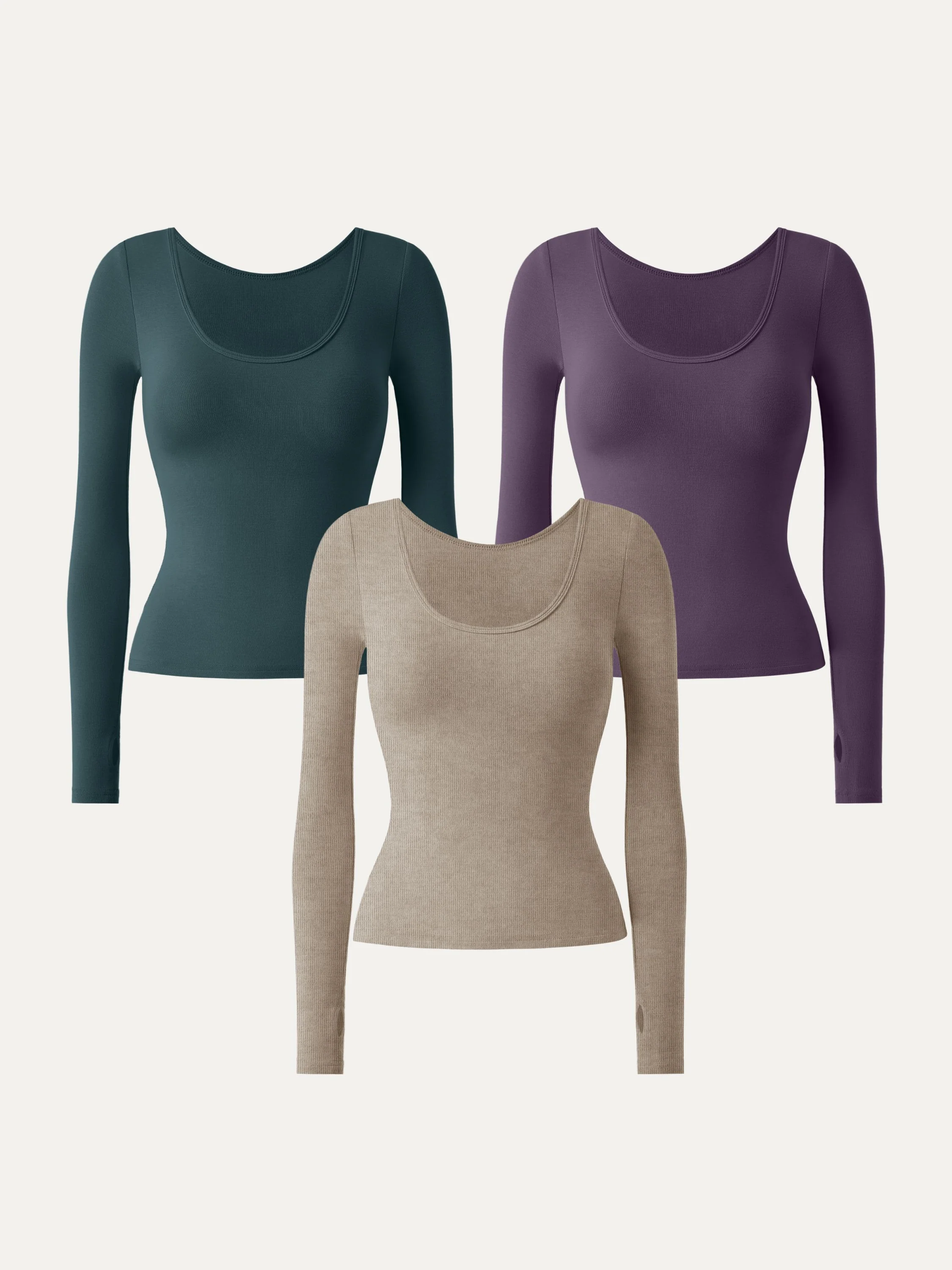 3Pcs Set Essential Lyocell Cashmere Multi-Wear Long Sleeve Top with Thumbholes