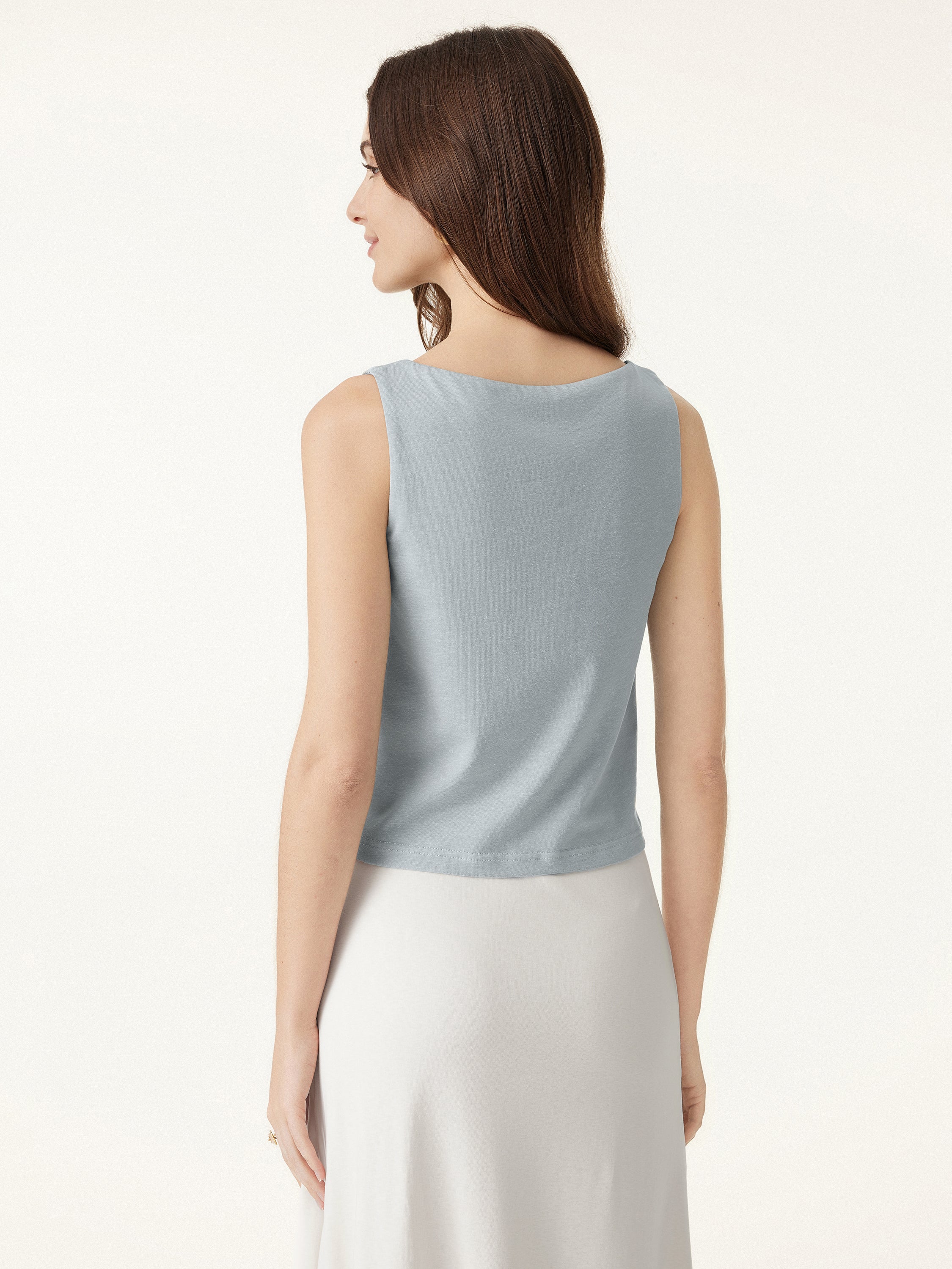 Cotton-Linen-Luxe Cropped Boatneck Brami Tank
