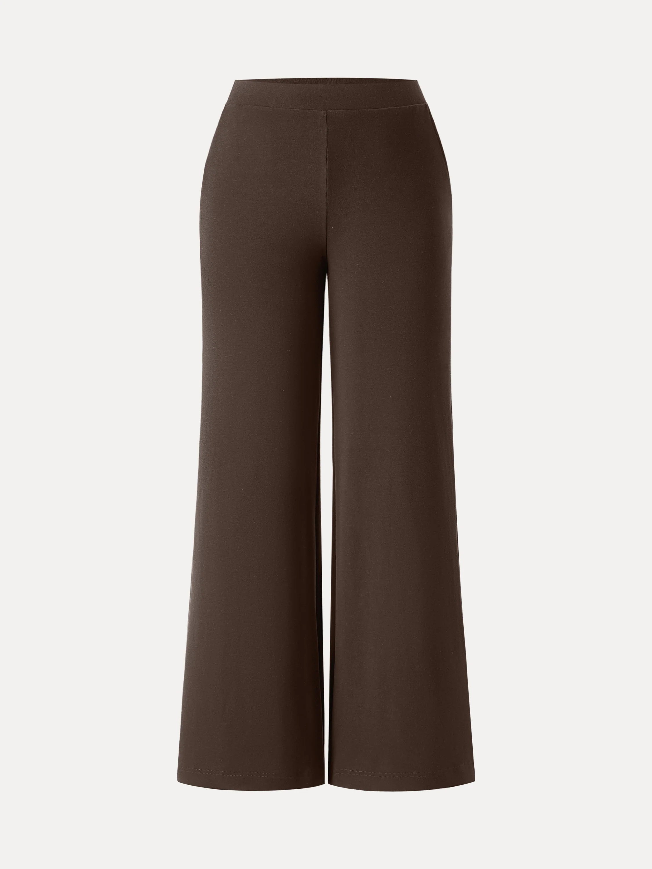 Lyocell Wool Mid Rise Wide Leg Pull-on Pants with Pockets