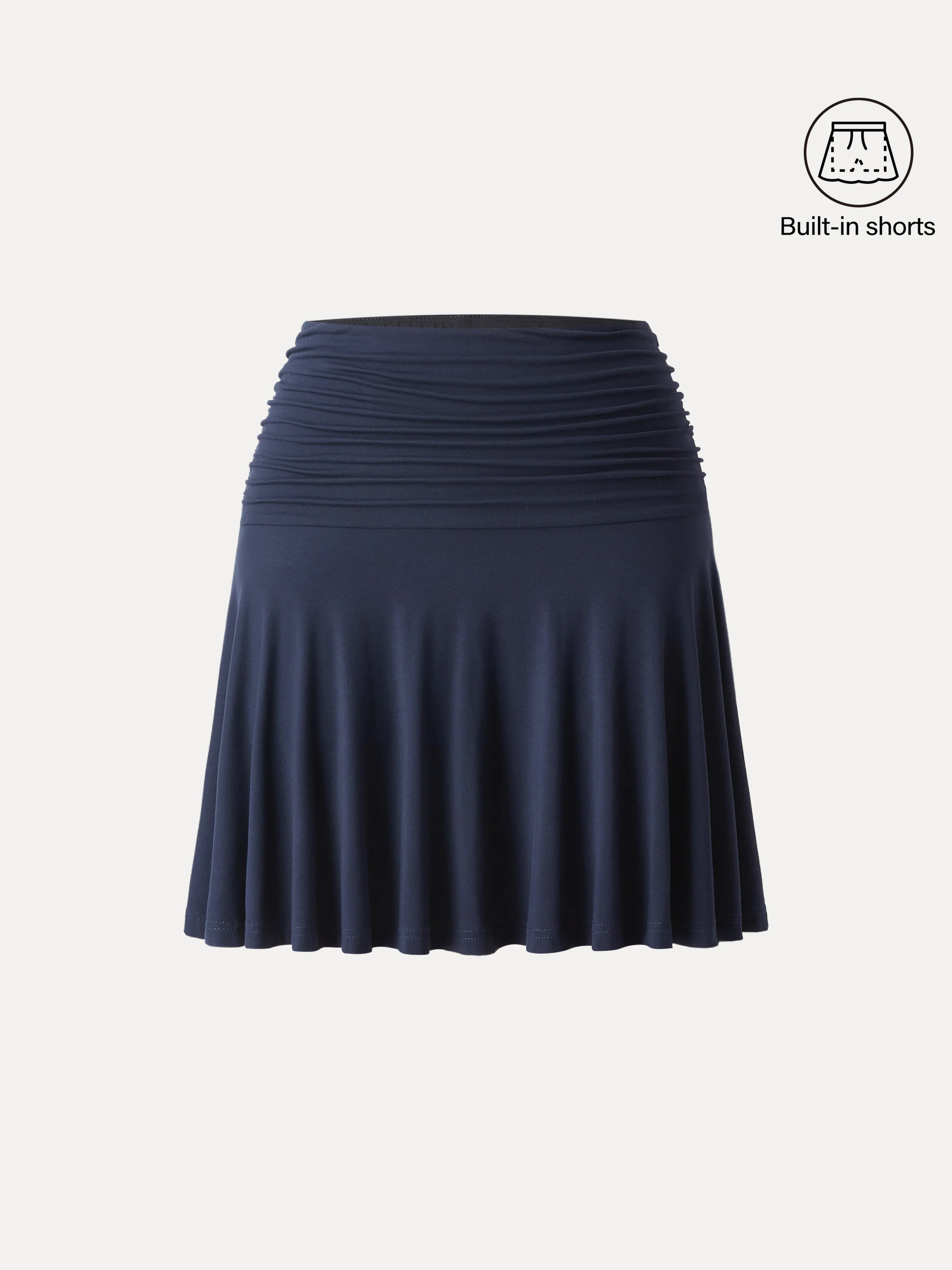 Ruched Mini Circle Skirt with Lined Shorts