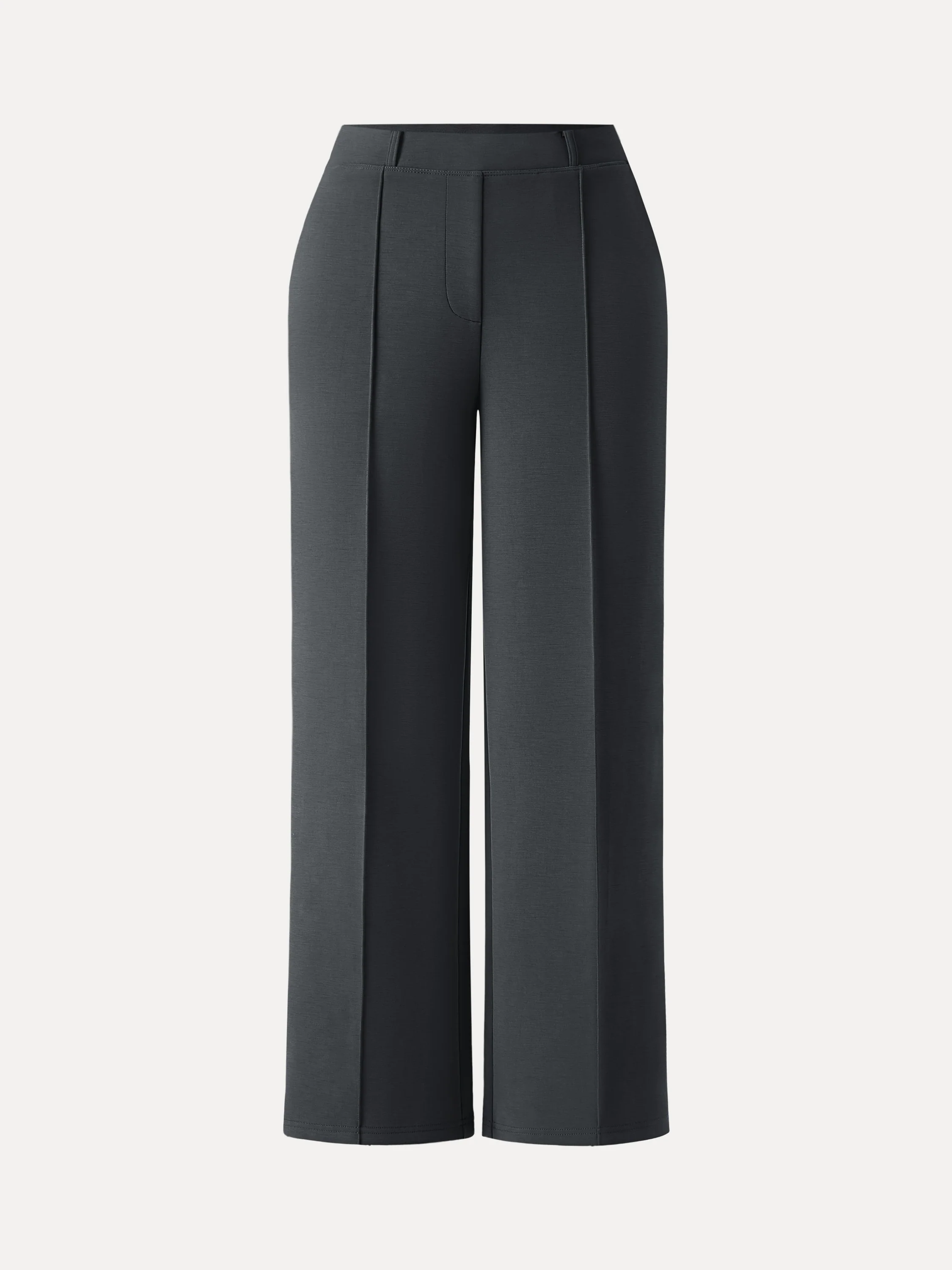 Wrinkle-Resistant Mid Rise Straight Leg Pants with Pockets