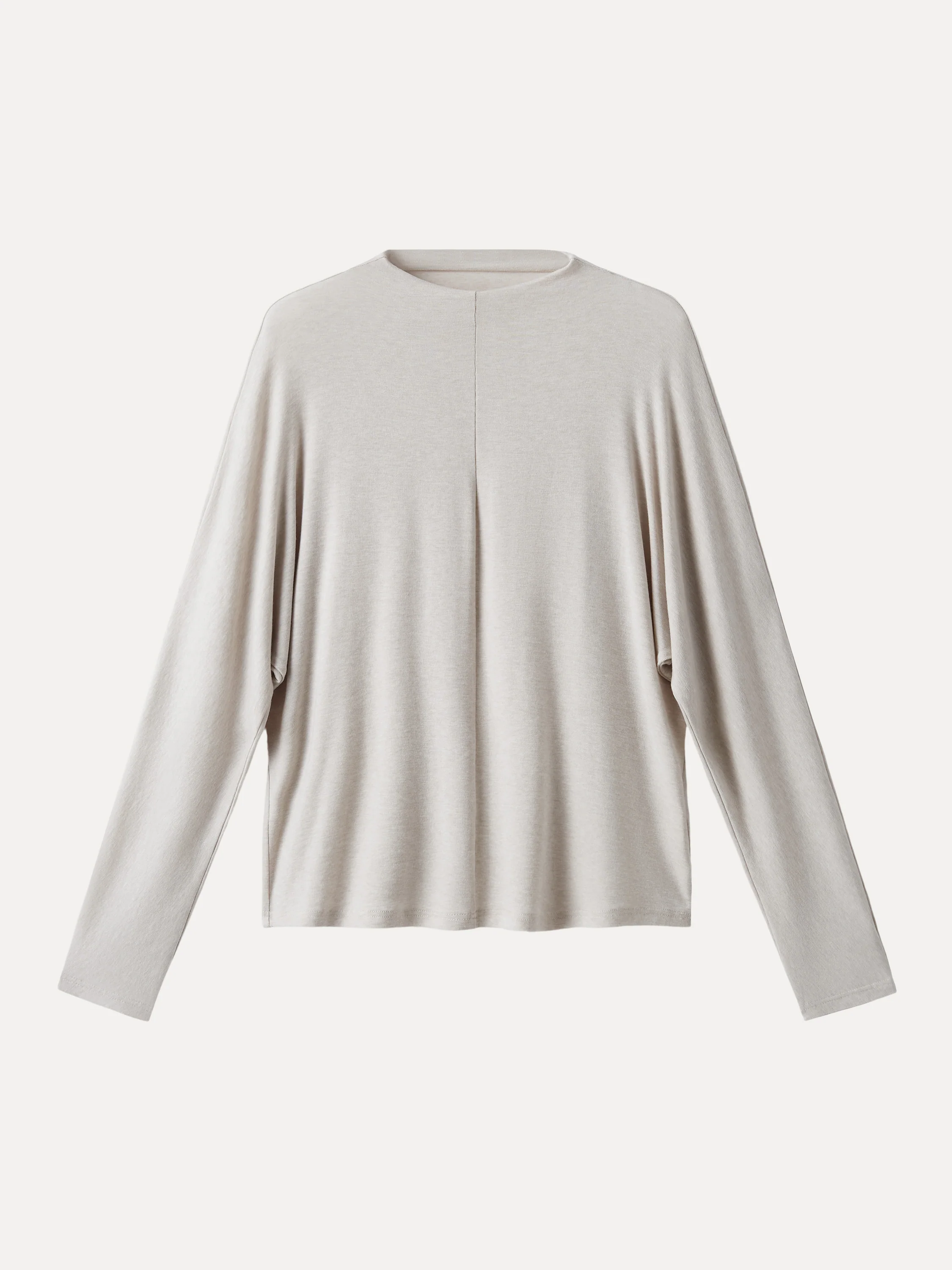 Lyocell Cashmere Relaxed Mockneck Batwing Sleeve Top