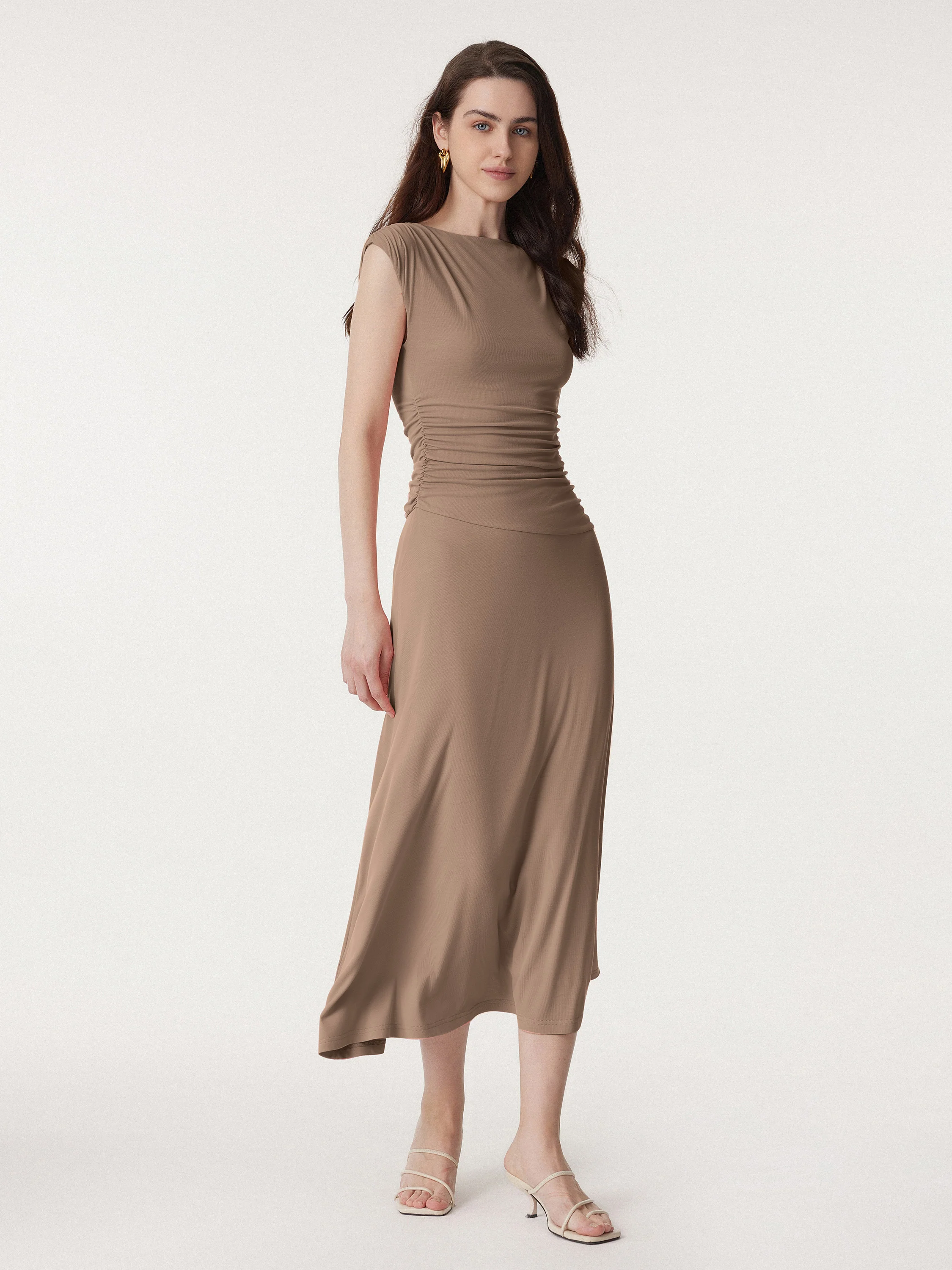 Cooling Side Ruched Maxi Dress
