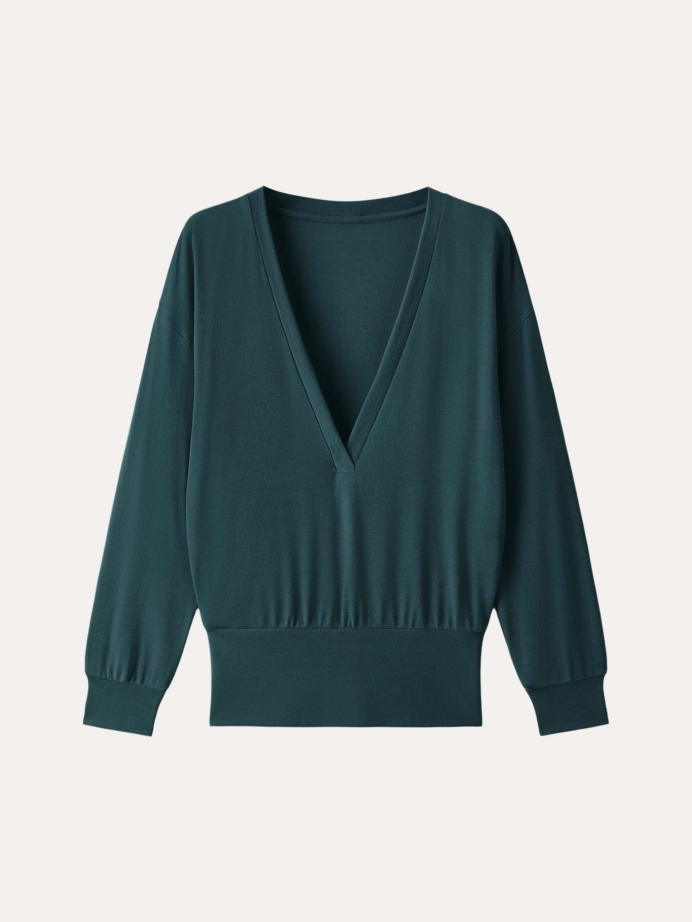Lyocell Cashmere V-neck Drop-Shoulder Top