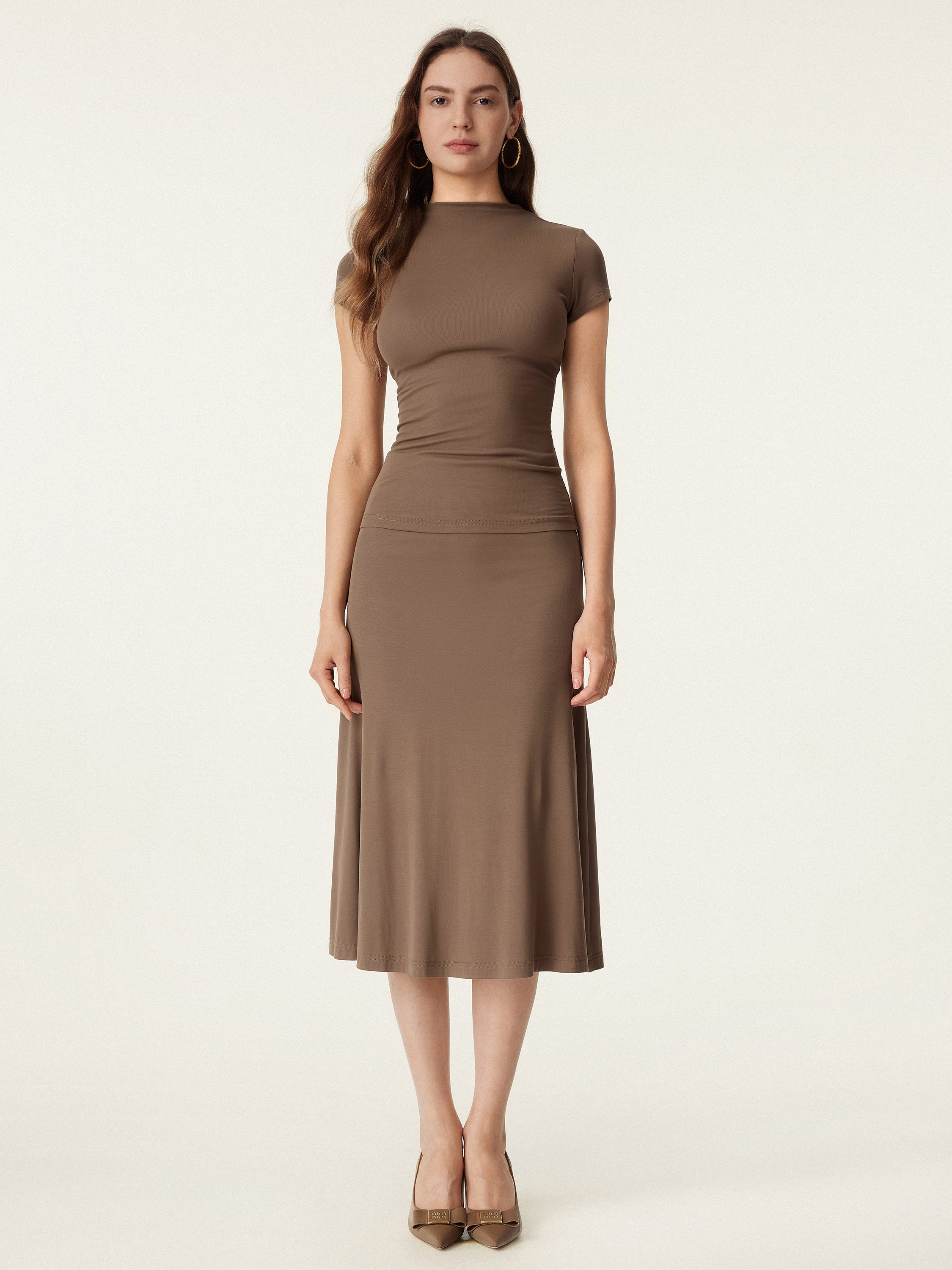 Breezy Slip-on Mermaid Midi Skirt