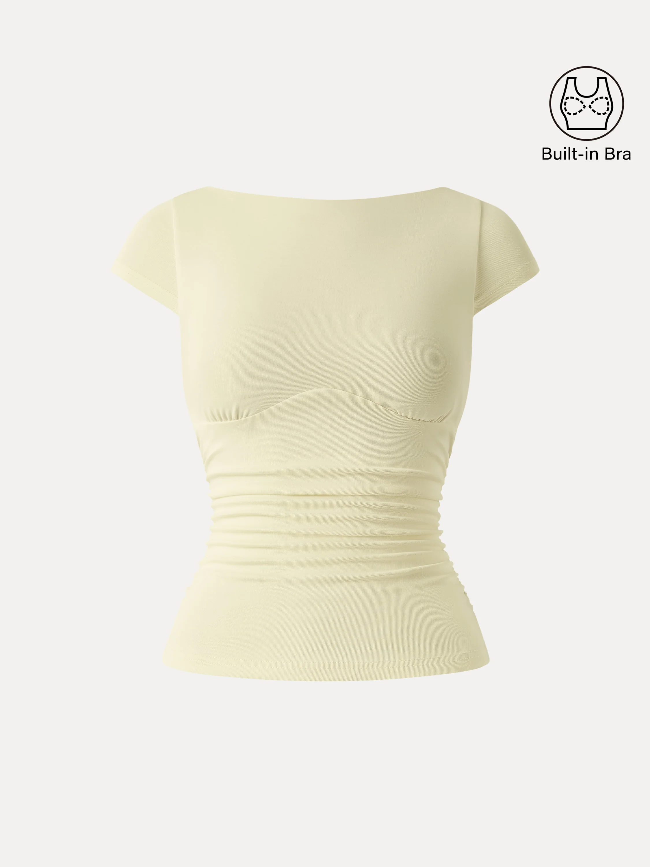 Sandwashed Boatneck Cap Sleeve Ruched Brami