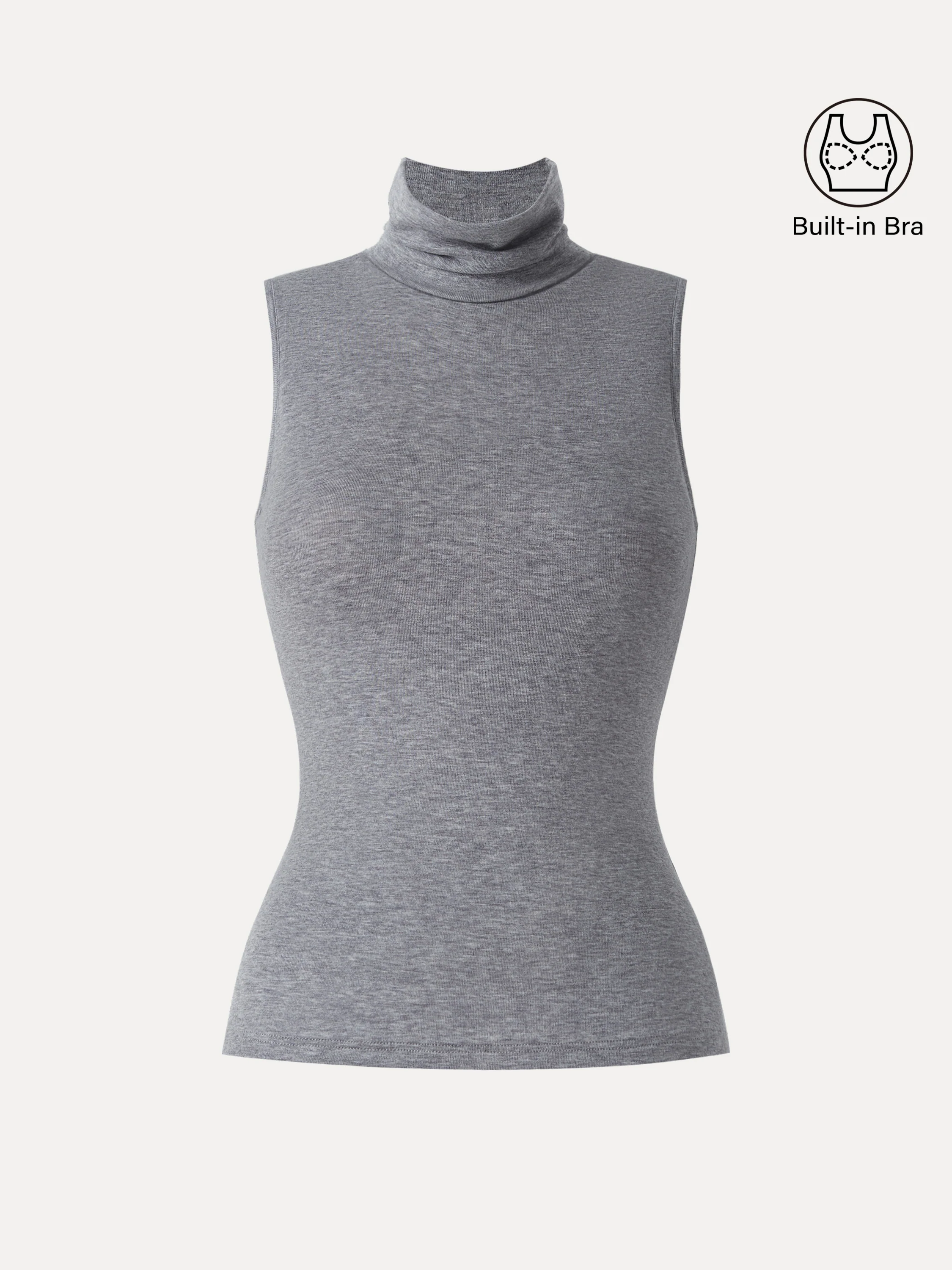 Lyocell Cashmere Sleeveless High - Neck Crop Top