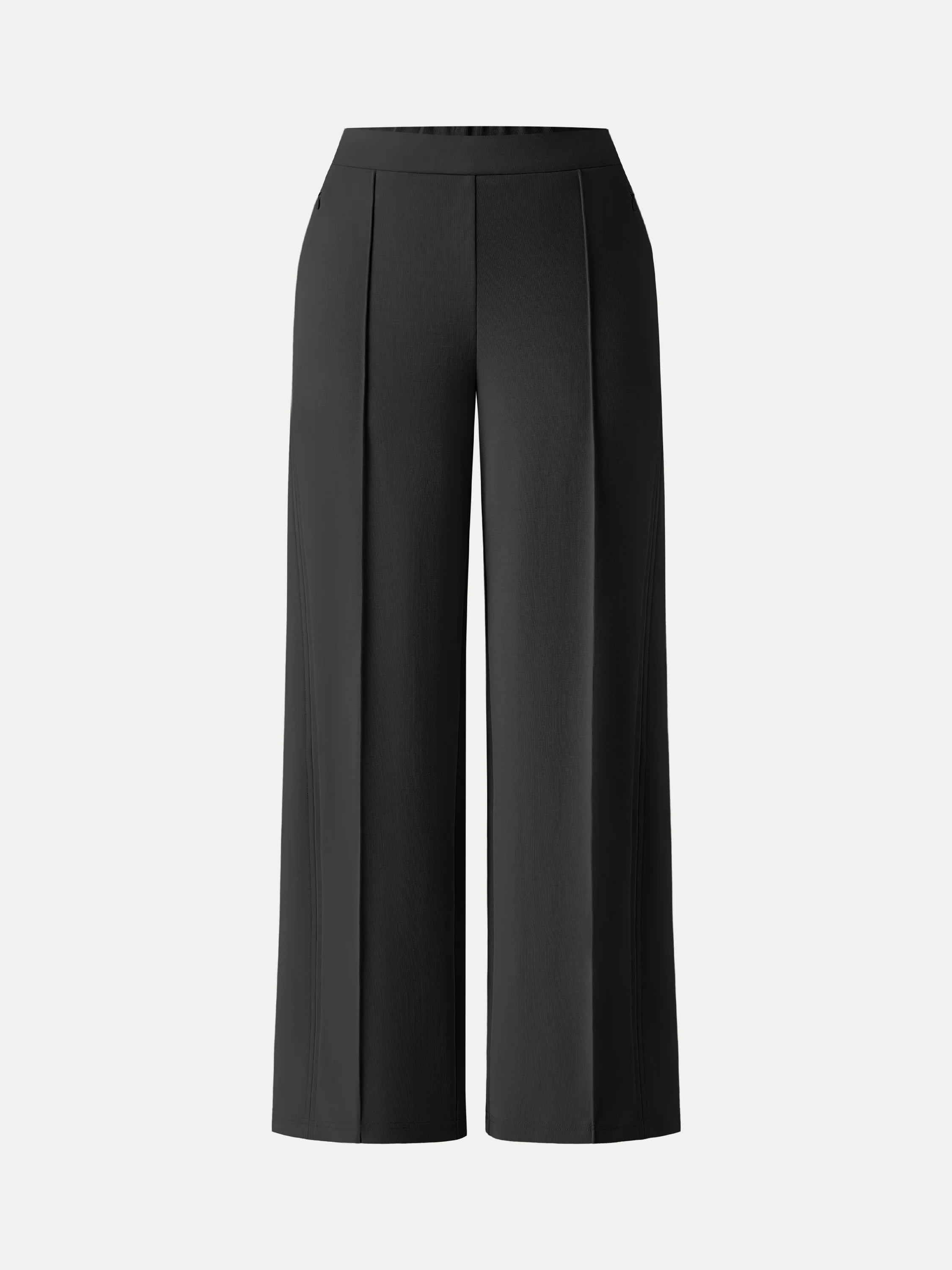 Wrinkle-Resistant Mid Rise Wide Leg Pants with Pockets