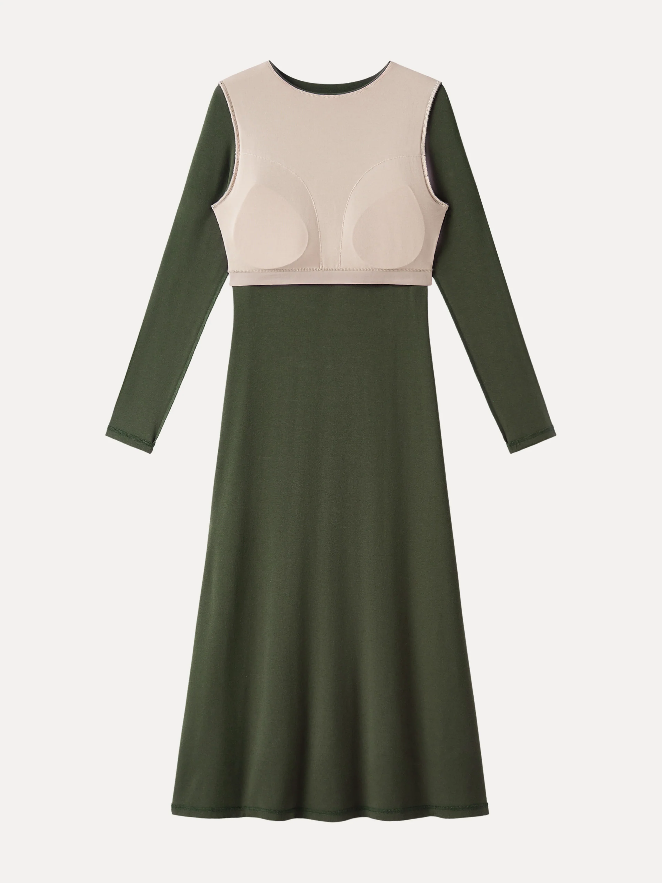 Essential Round Neck Long Sleeve Midi Brami Dress