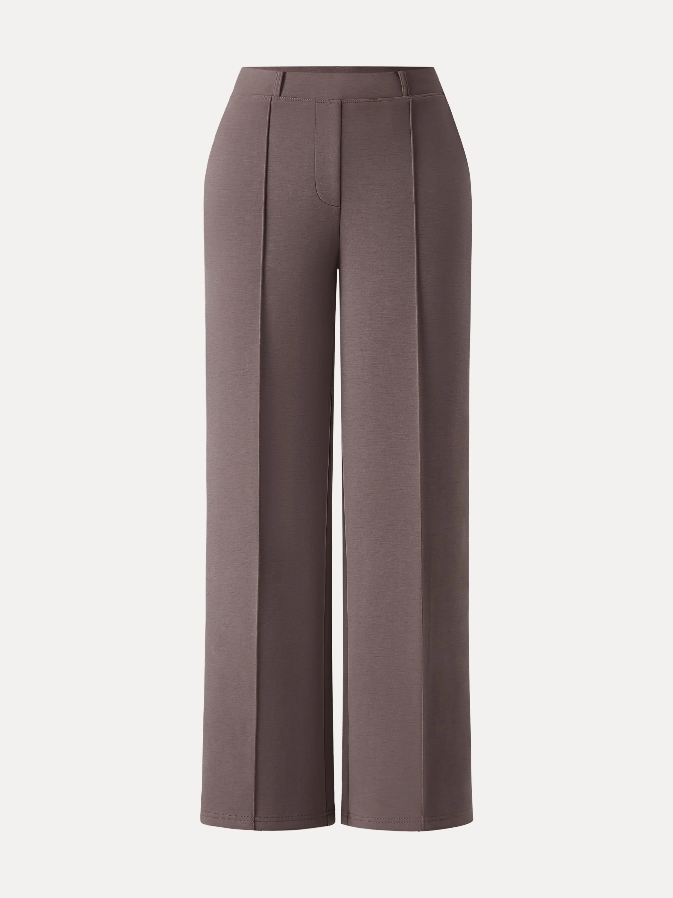 Wrinkle-Resistant Mid Rise Straight Leg Pants with Pockets