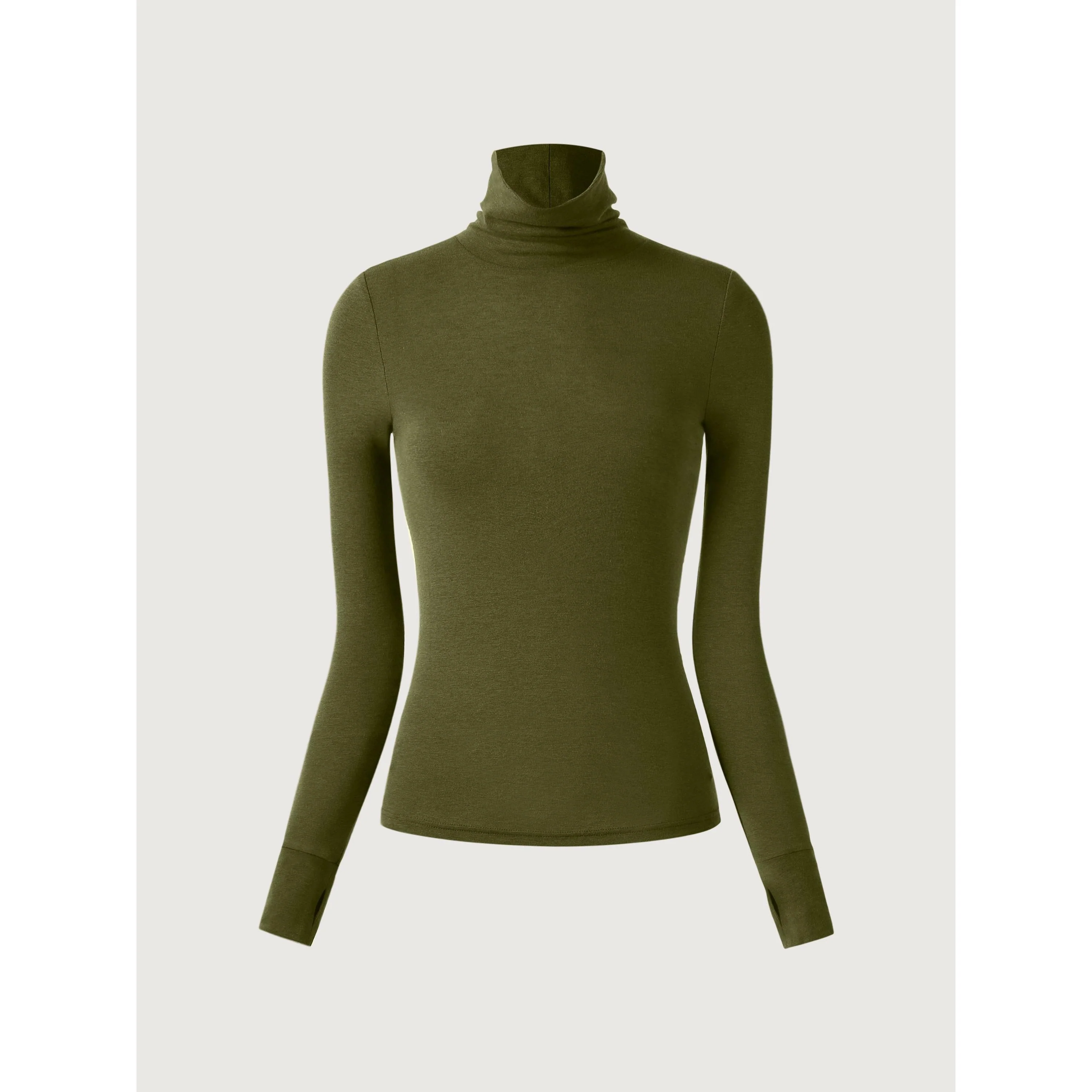 Wool Semi-Sheer Turtleneck Top