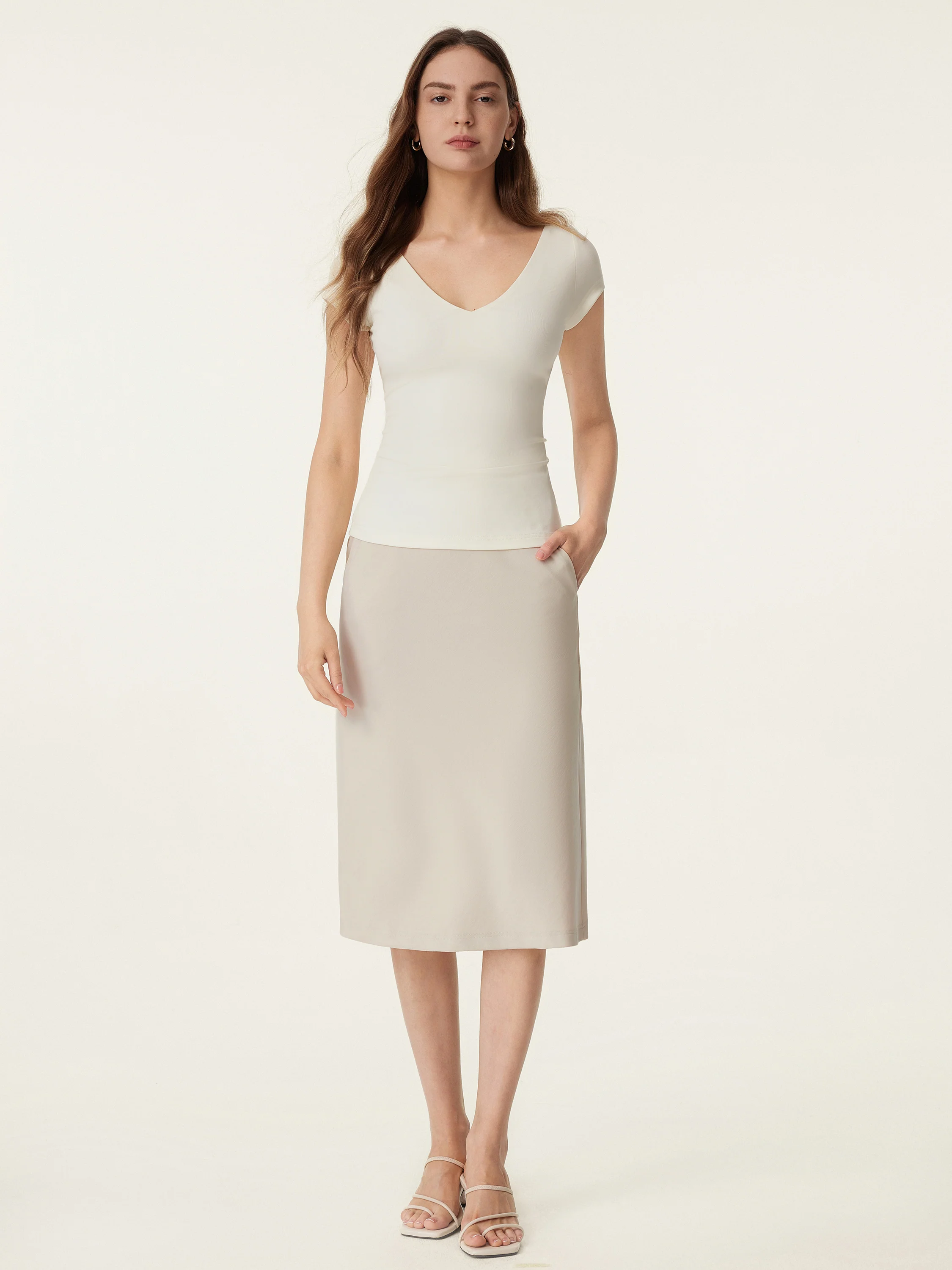 A-line Midi Skirt with Pockets