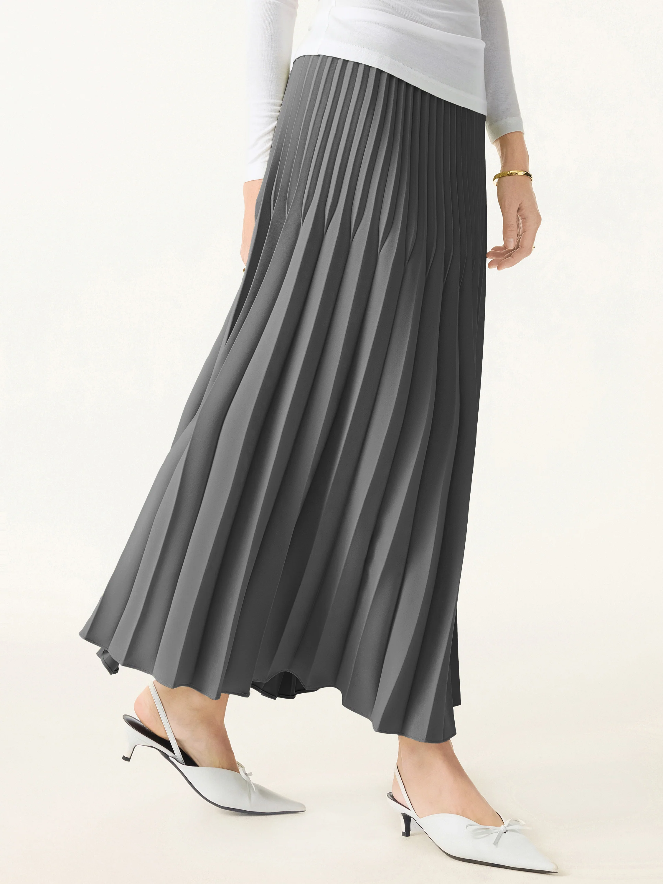 Twisted Pleated A-line Midi Skirt