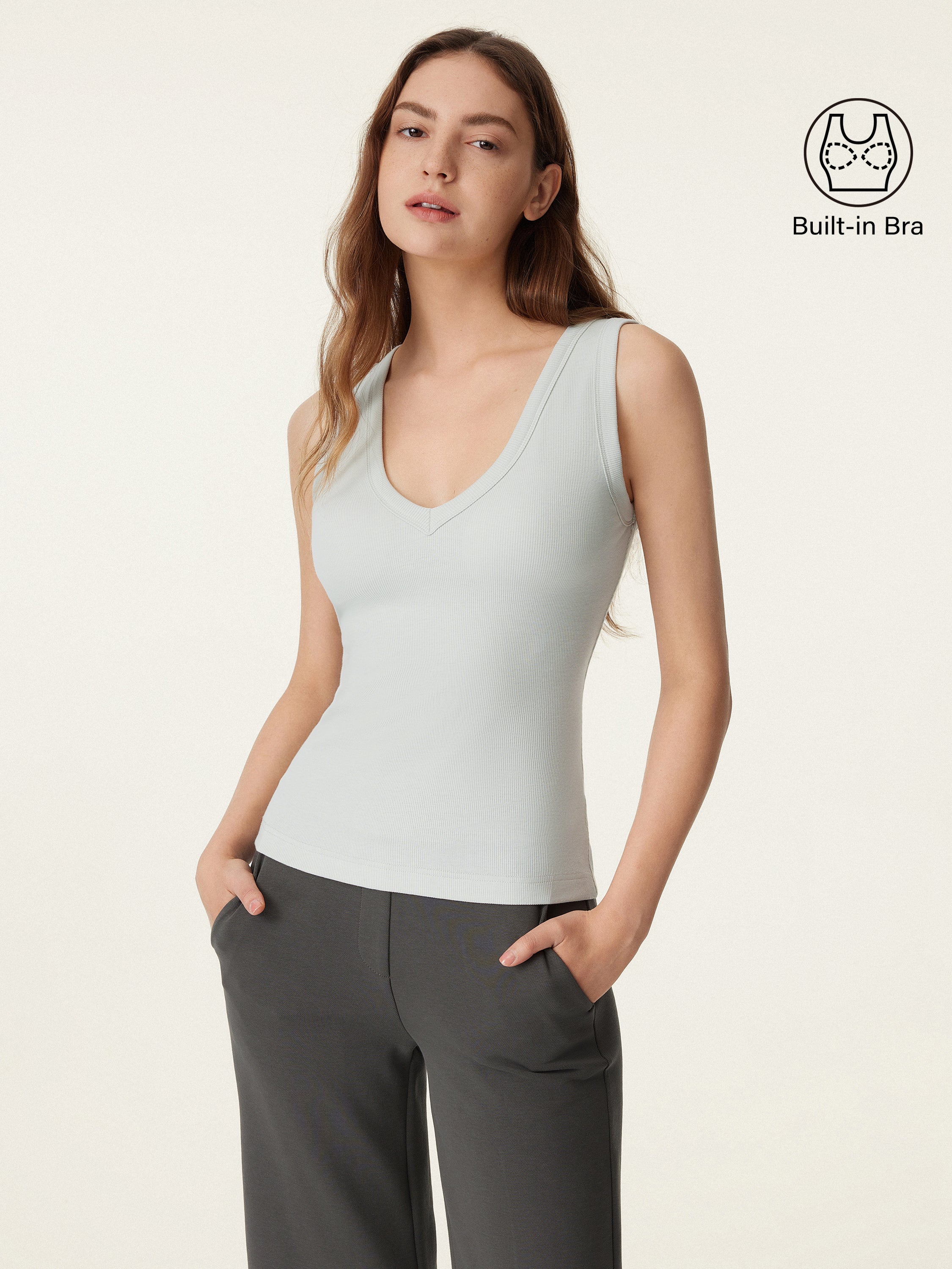 Stretchy V-neck Cotton Airy Tank Top