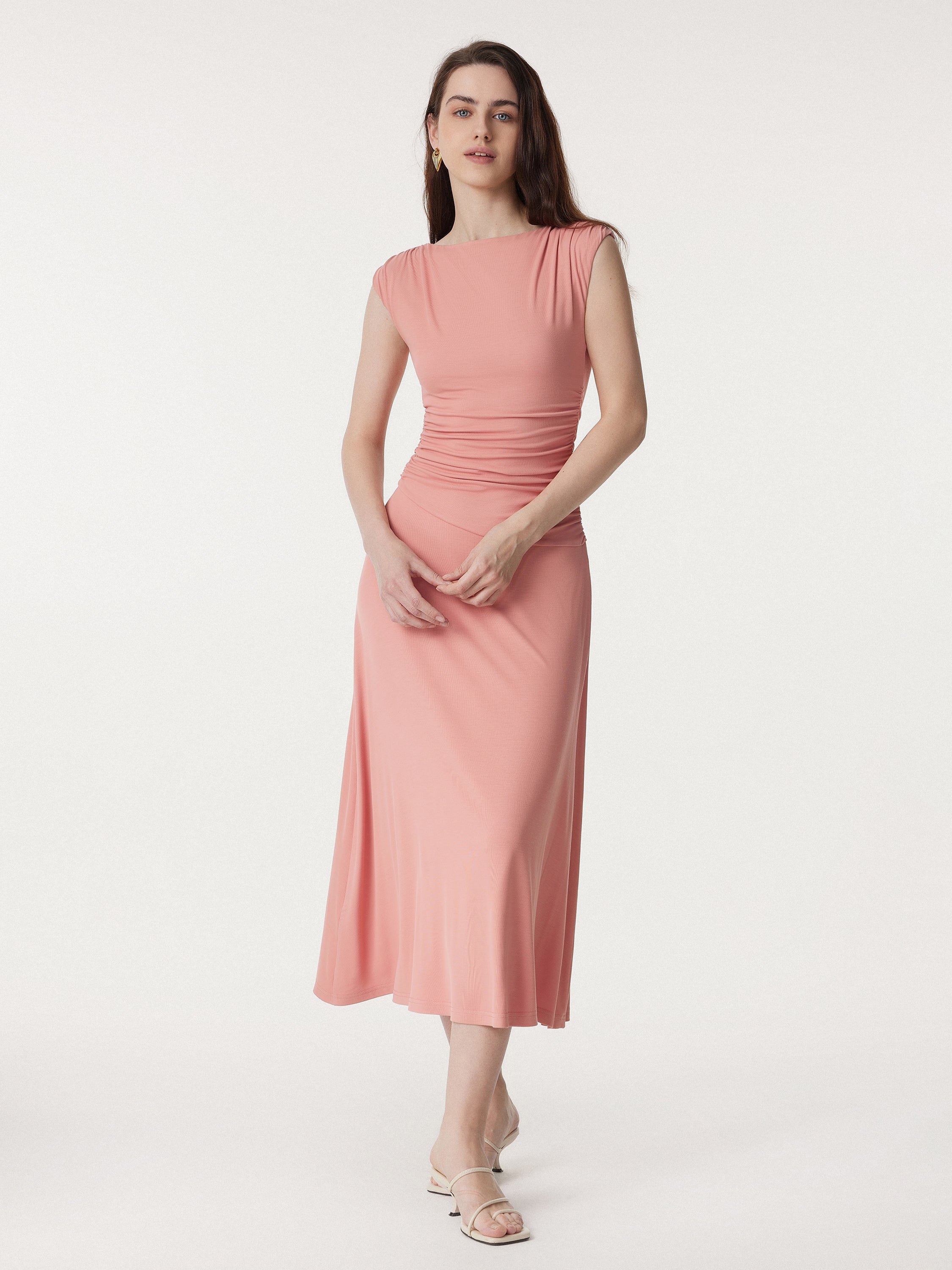 Cooling Side Ruched Maxi Dress