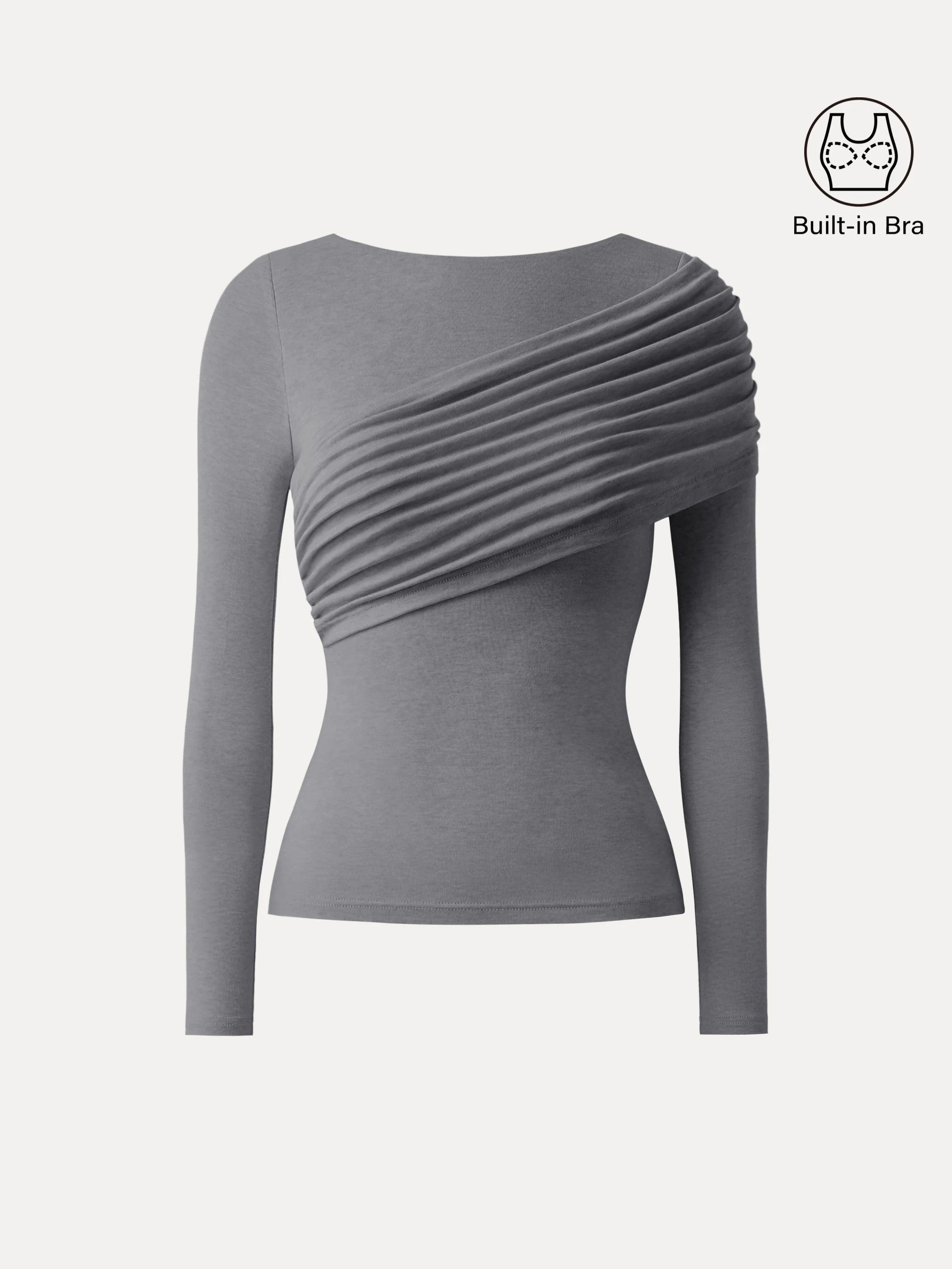 Tencel Wool Gathered Long Sleeve Crop Top
