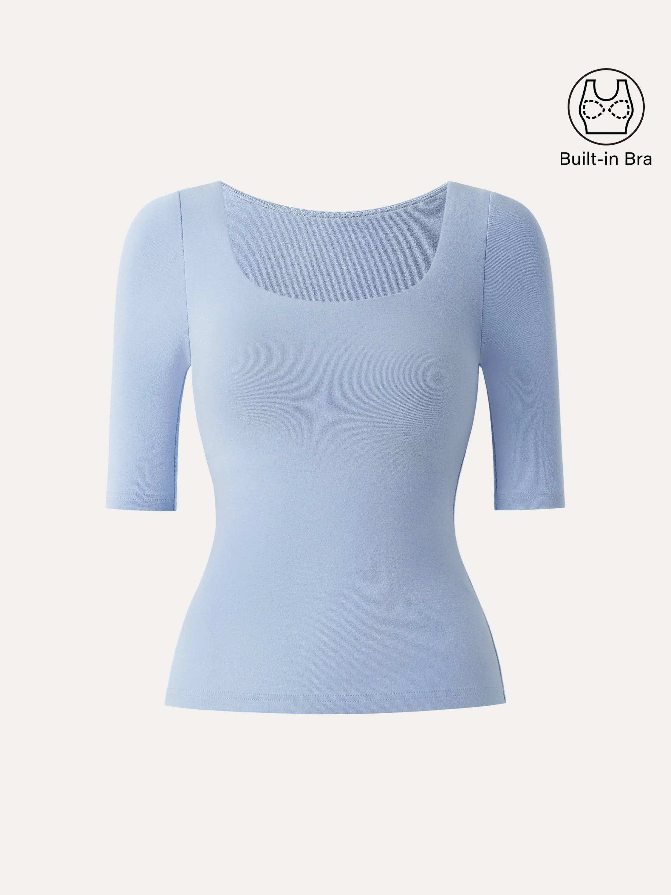 Essential Square Neck Elbow Length Sleeve Brami