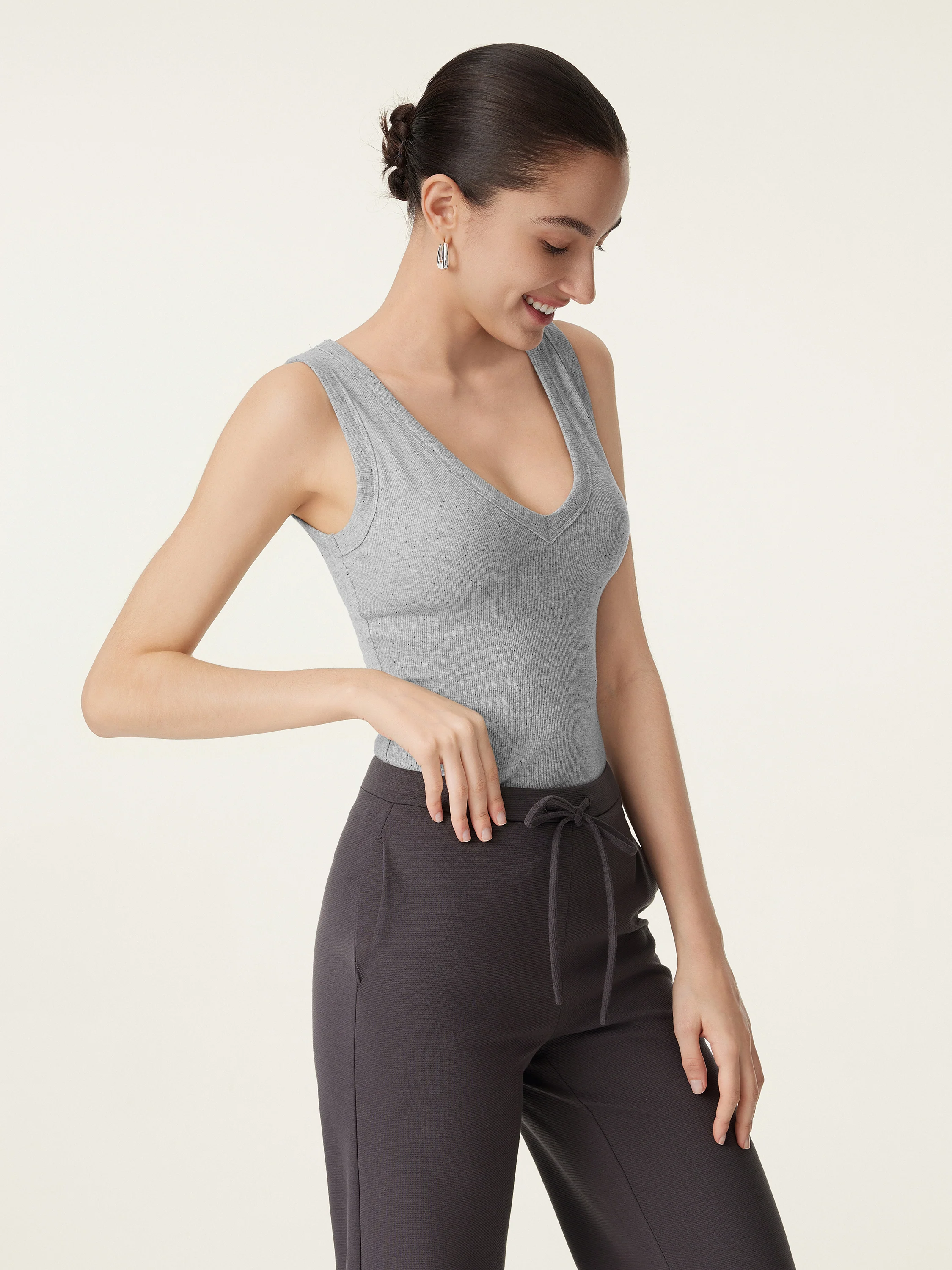 Stretchy V-neck Cotton Airy Tank Top