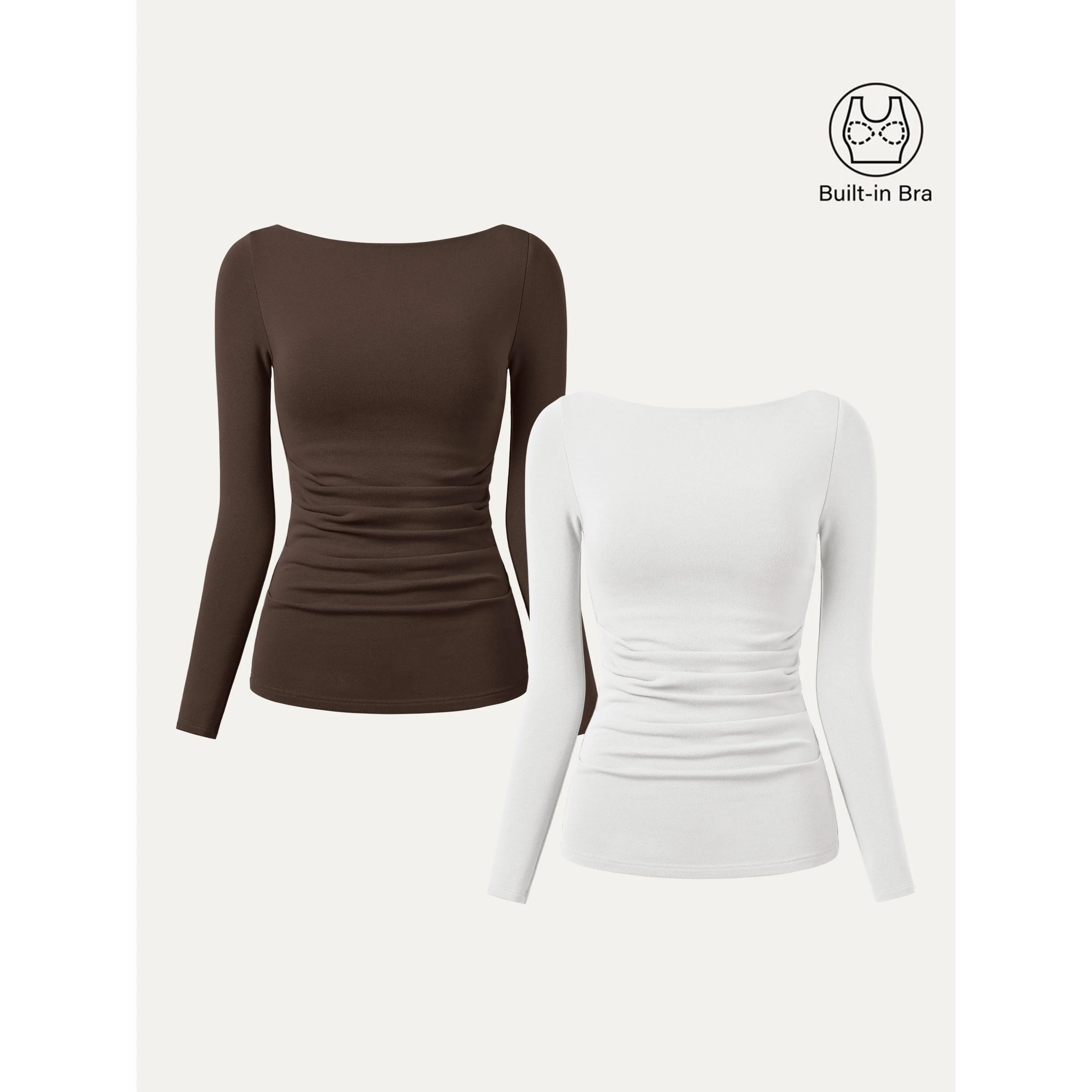 2-Piece Set Boatneck Tucked Bra Top