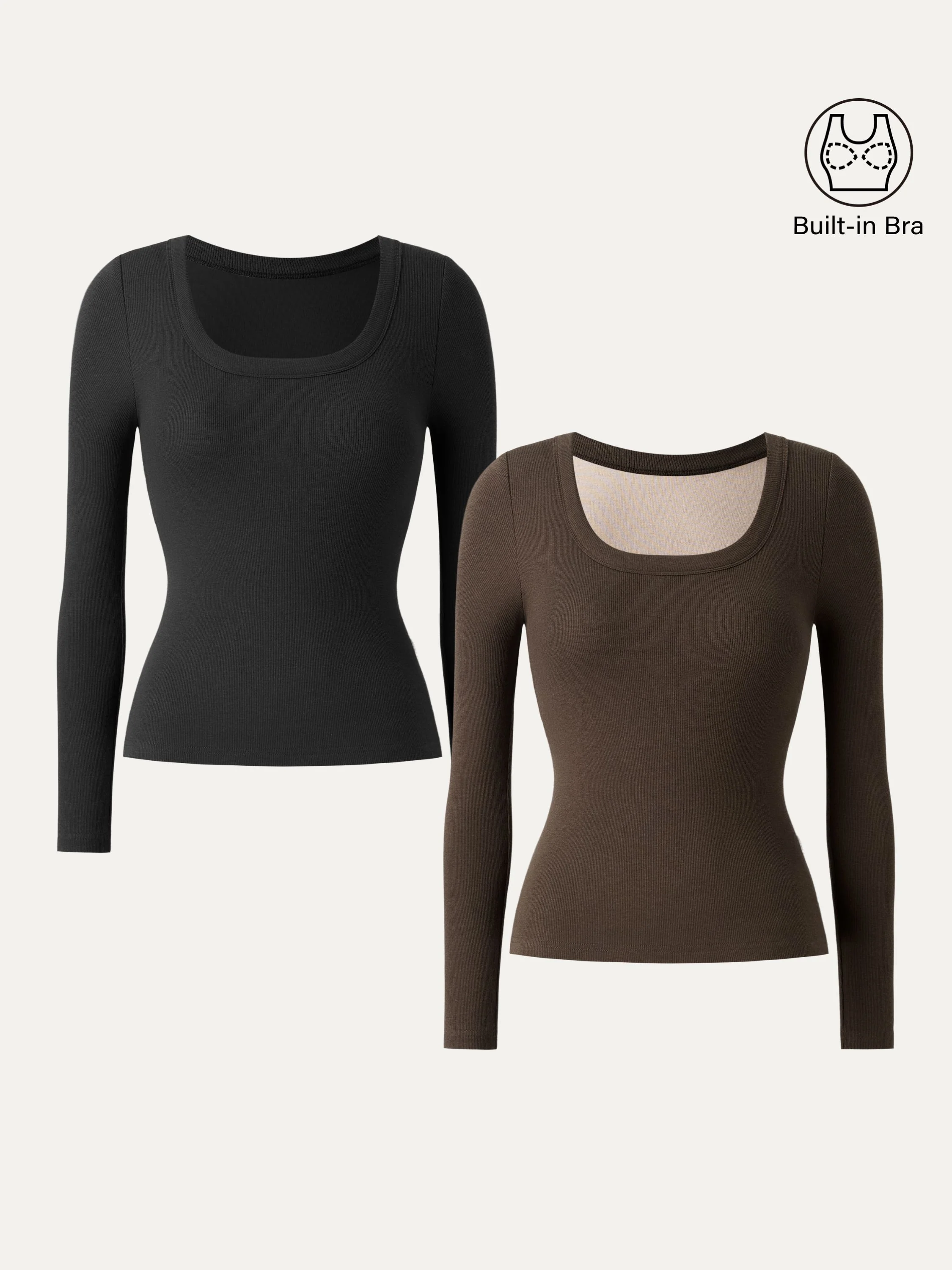 Essential Round Neck Ribbed Long Sleeve Brami