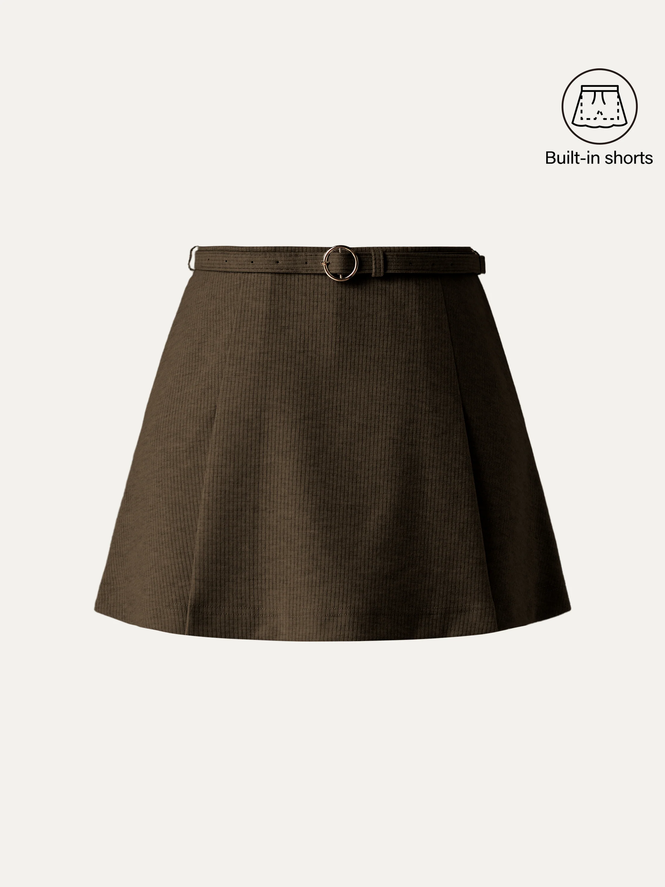 Belted Mini Skirt With Shorts