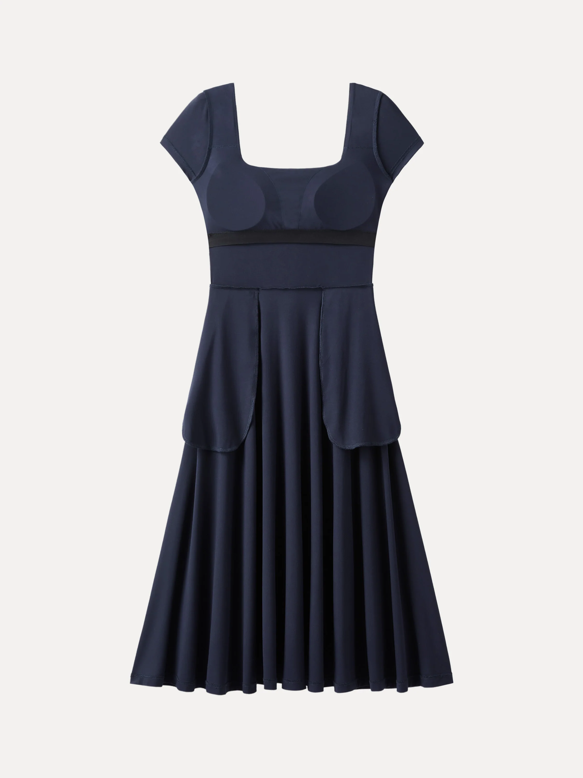 Flowy Square Neck Short Sleeve Midi Brami Dress